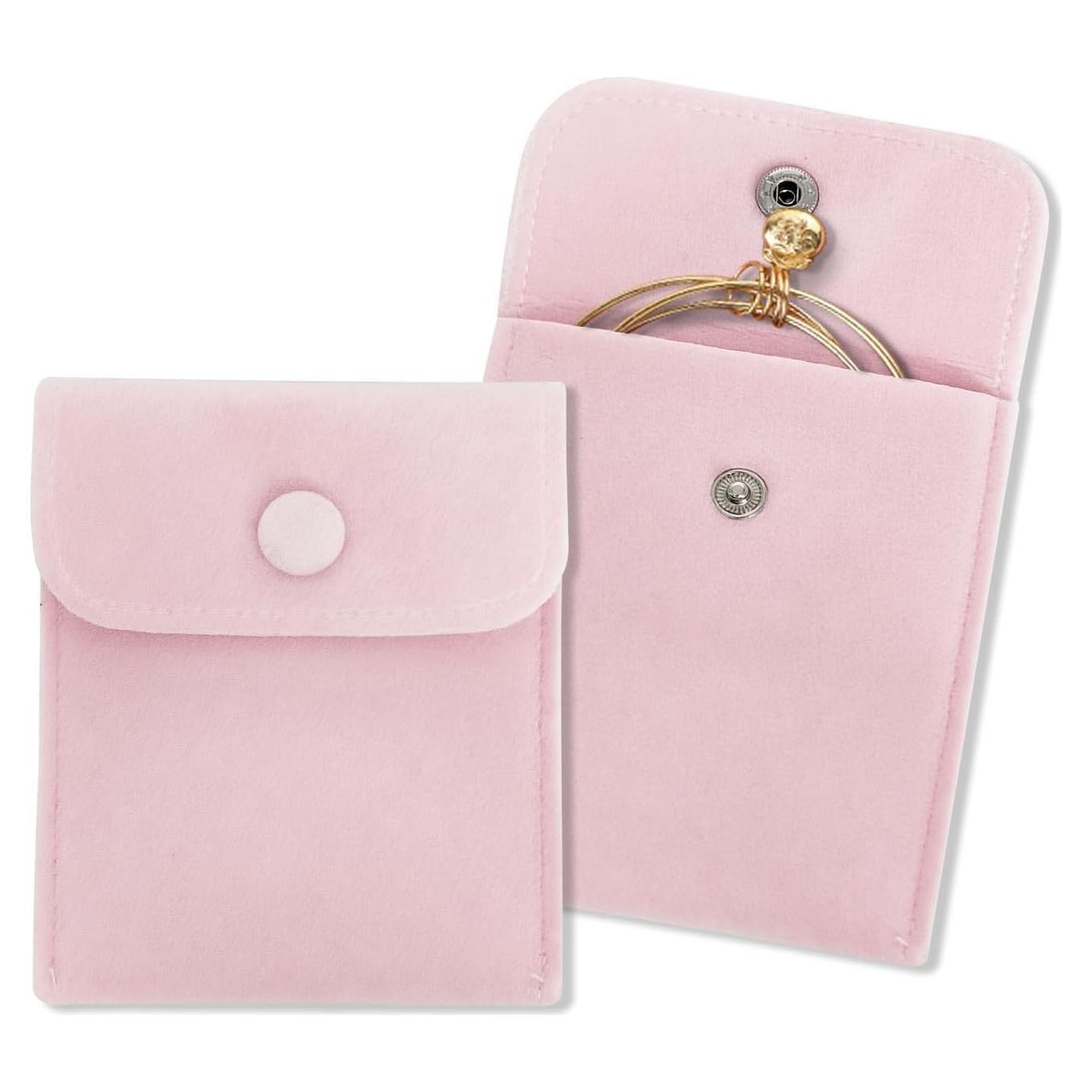 2PC Bolsas de Joyas de Terciopelo AfitLulu Rosa Claro