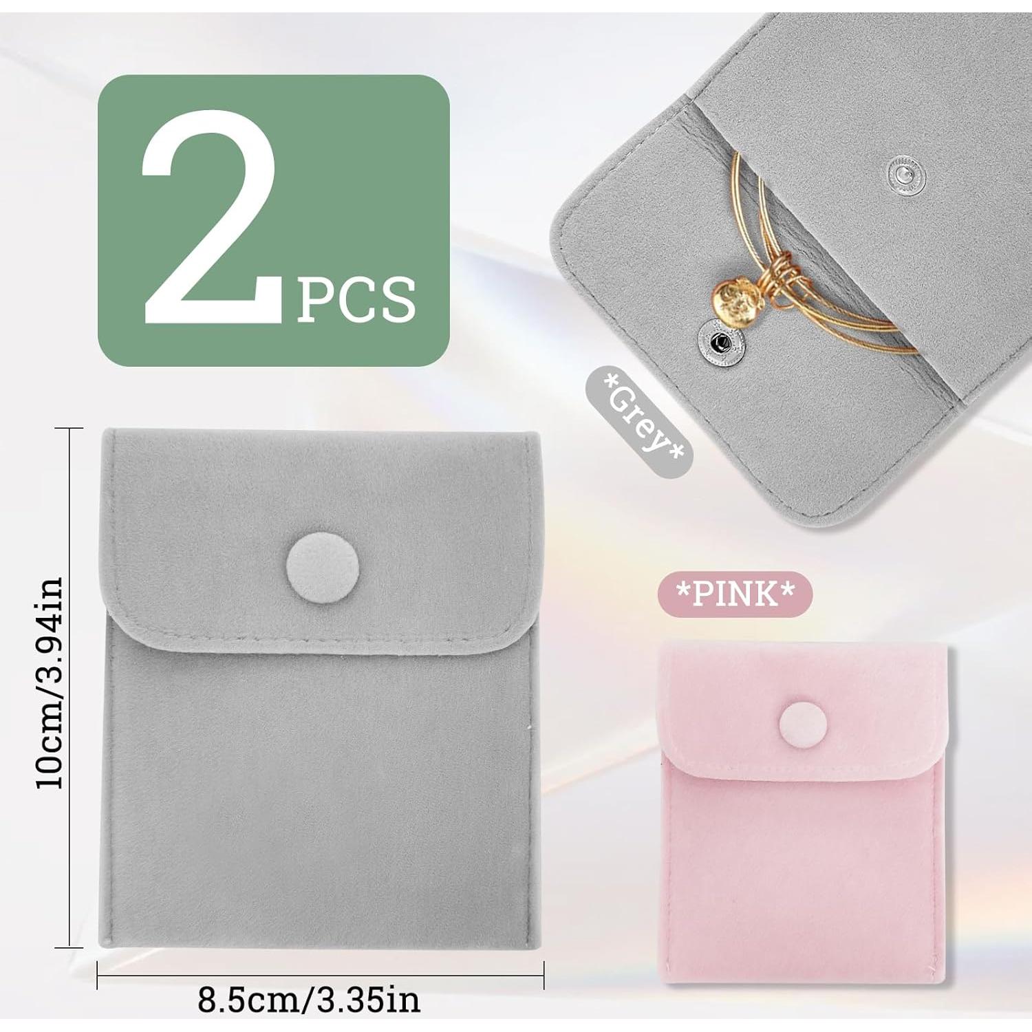 2PC Bolsas de Joyas de Terciopelo AfitLulu Rosa Claro