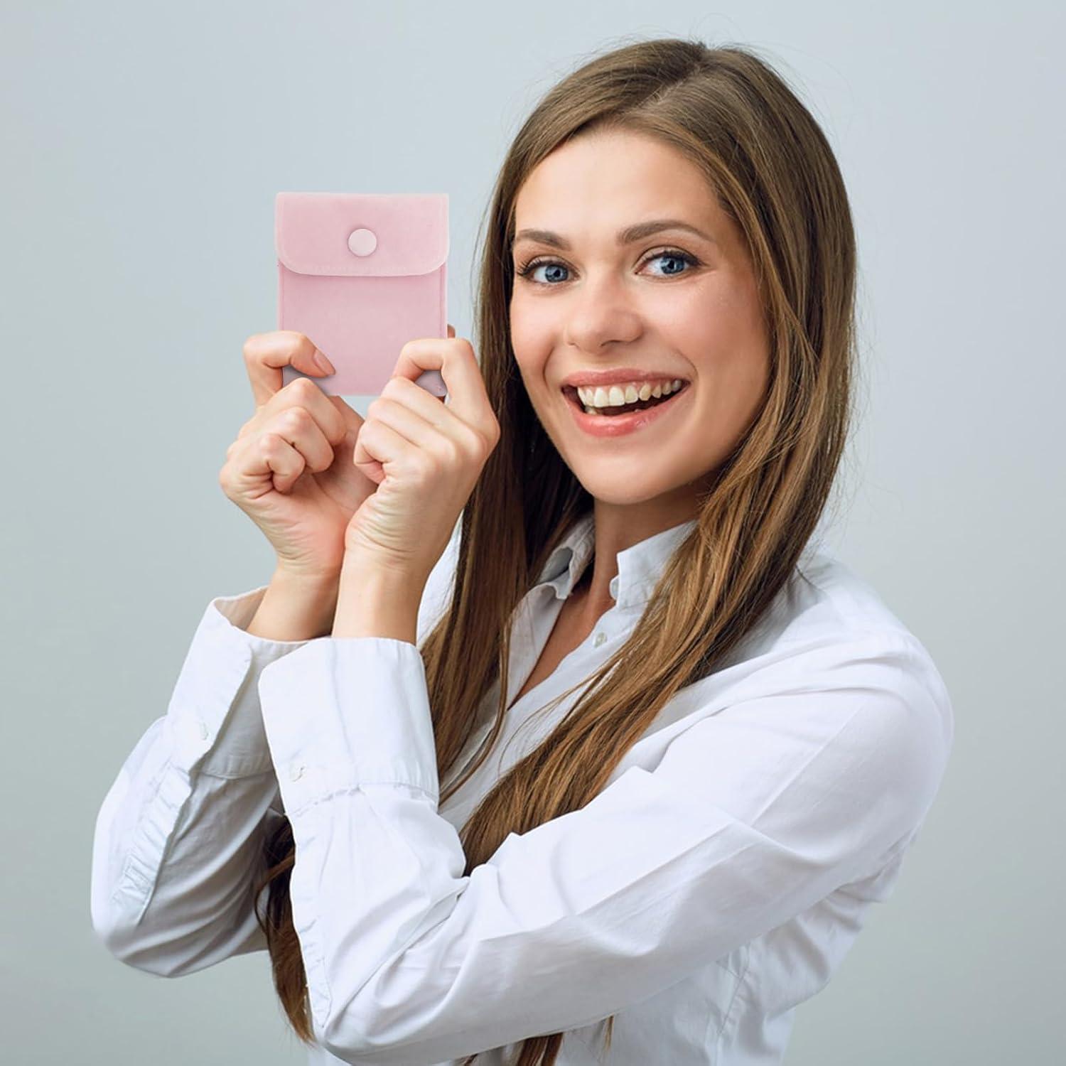 2PC Bolsas de Joyas de Terciopelo AfitLulu Rosa Claro