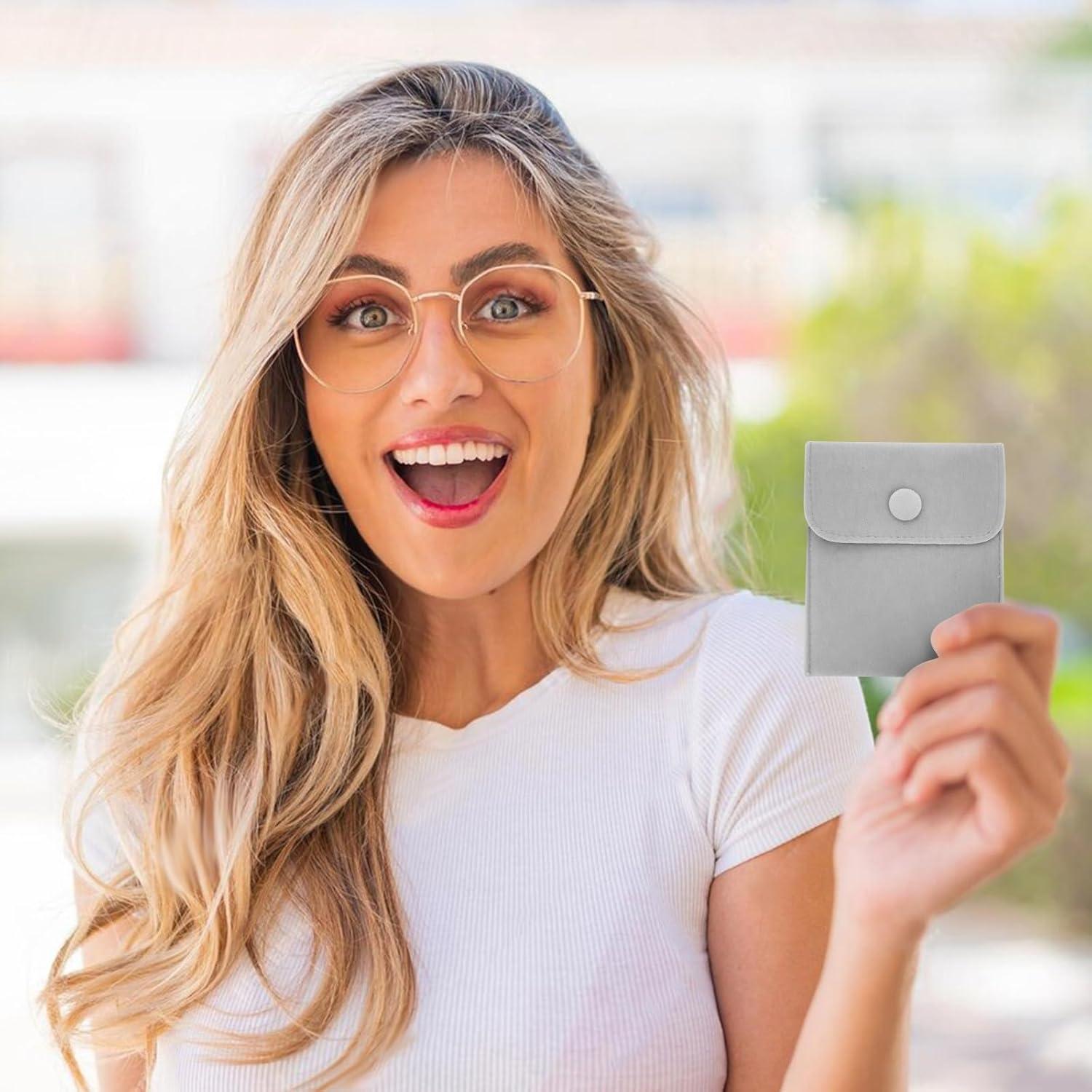 2PC Bolsas de Joyas de Terciopelo AfitLulu Rosa Claro