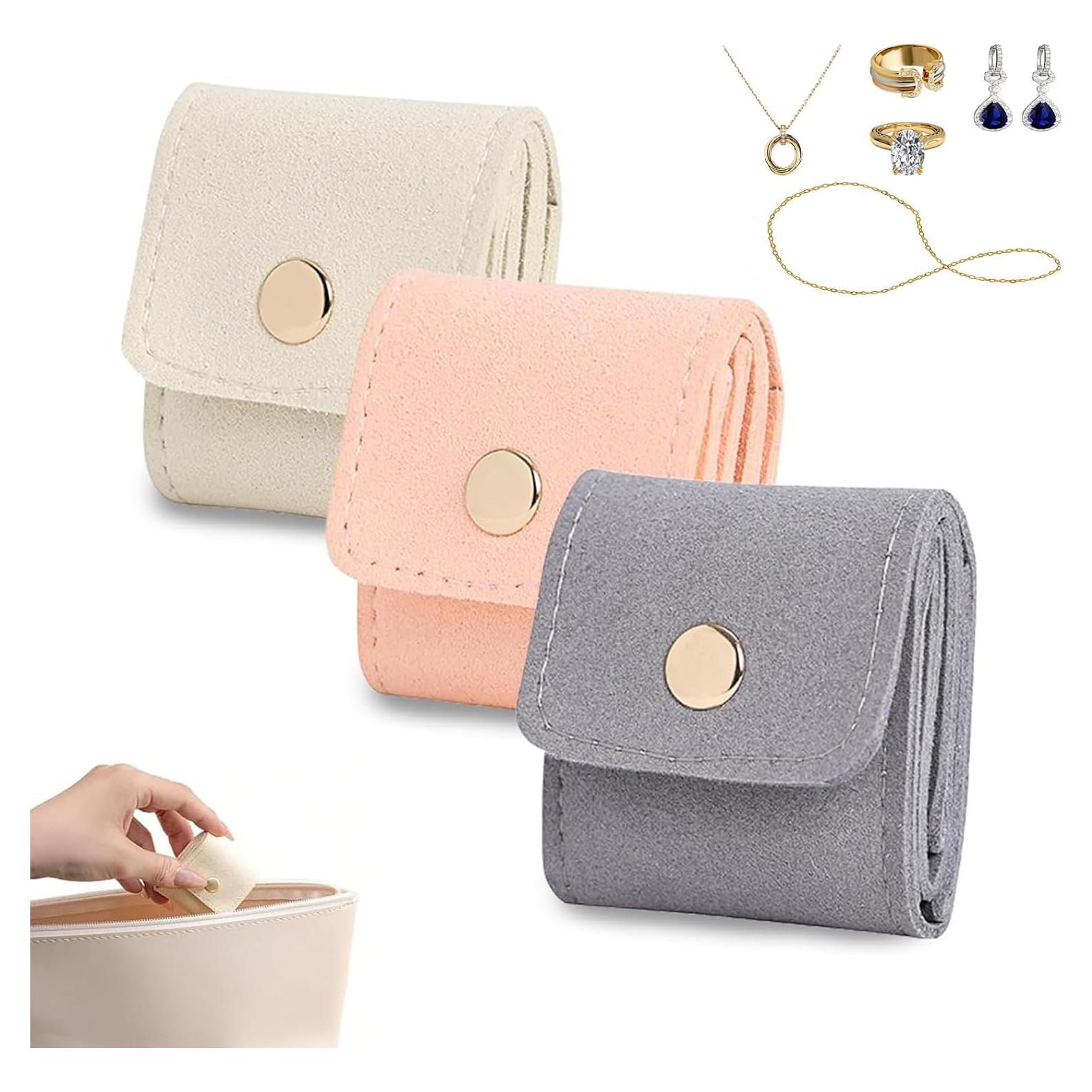 Bolsa de Joyería de Viaje Mini POYICGS Plegable 3 Colores