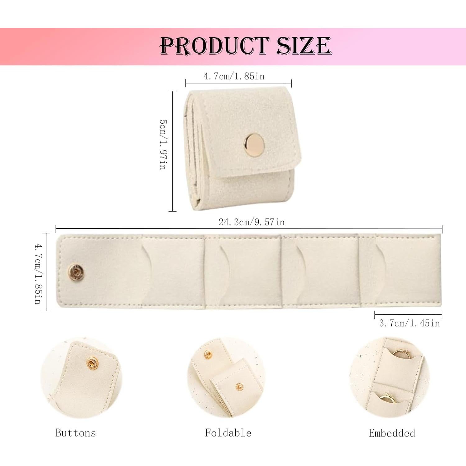 Bolsa de Joyería de Viaje Mini POYICGS Plegable 3 Colores