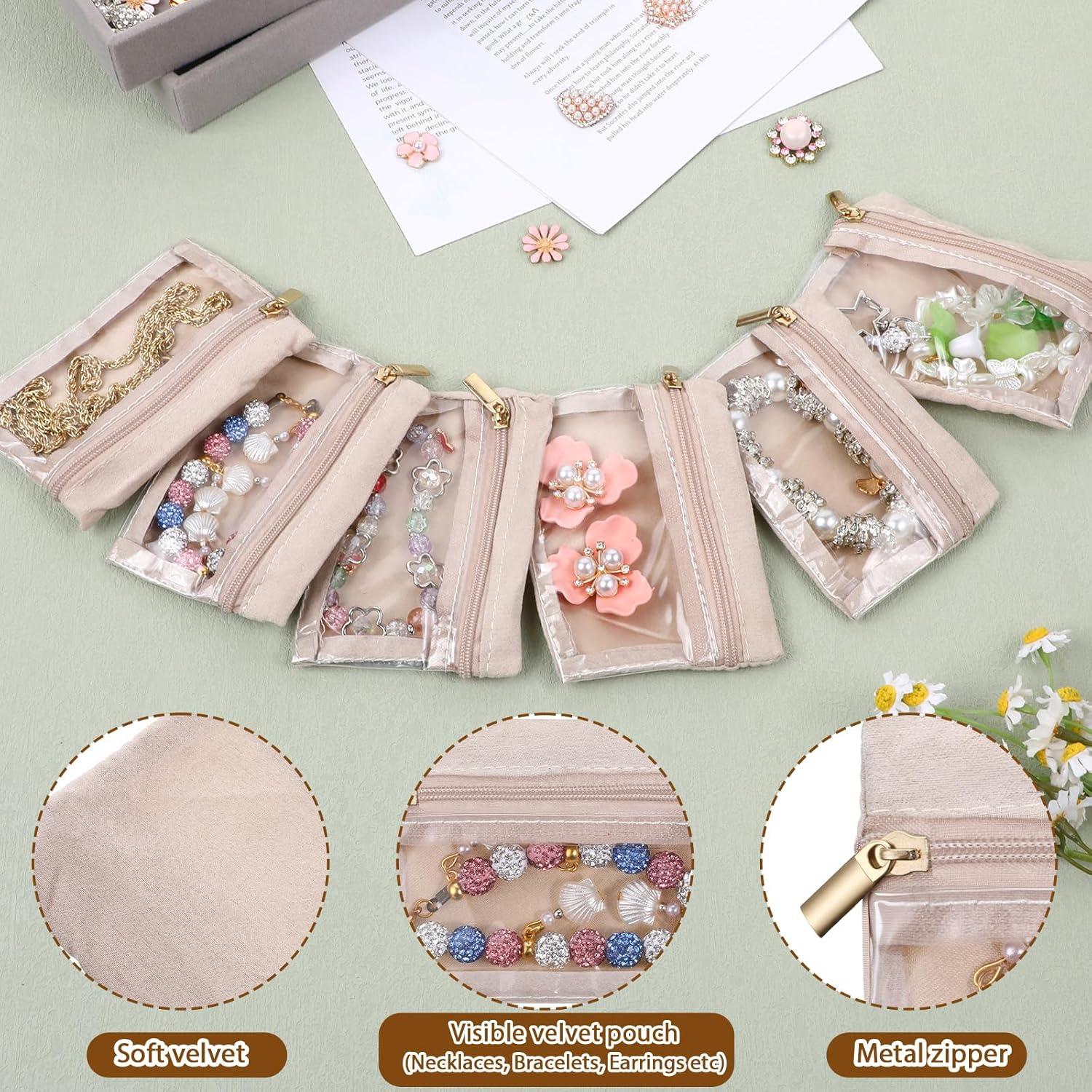 Organizador de Joyería de Viaje Gtziqa 6 Pcs Gris Compacto