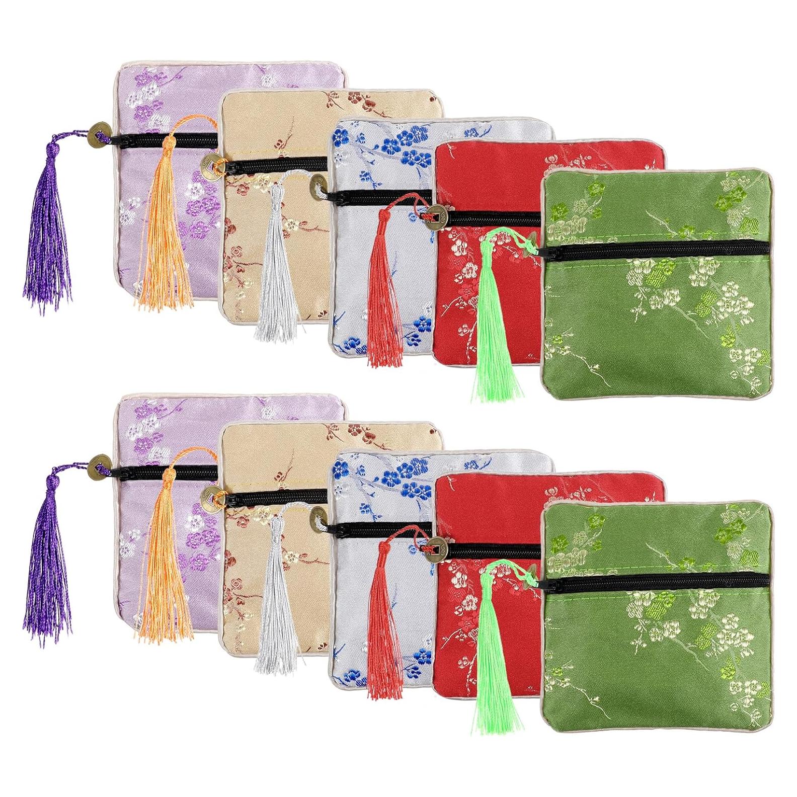 Bolsa de Joyería Qianyu Estilo Chino 10 Piezas Seda Bordada