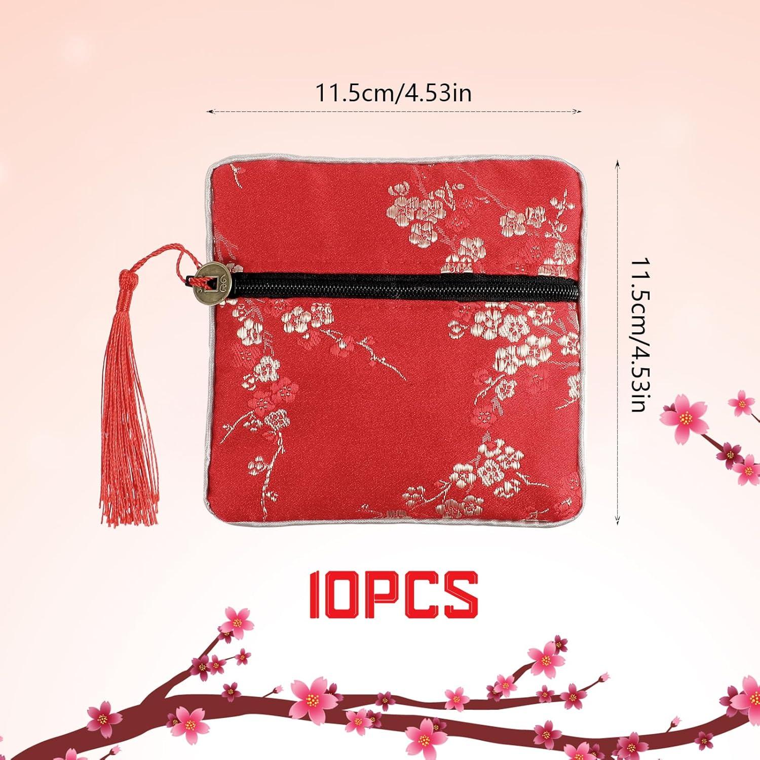 Bolsa de Joyería Qianyu Estilo Chino 10 Piezas Seda Bordada