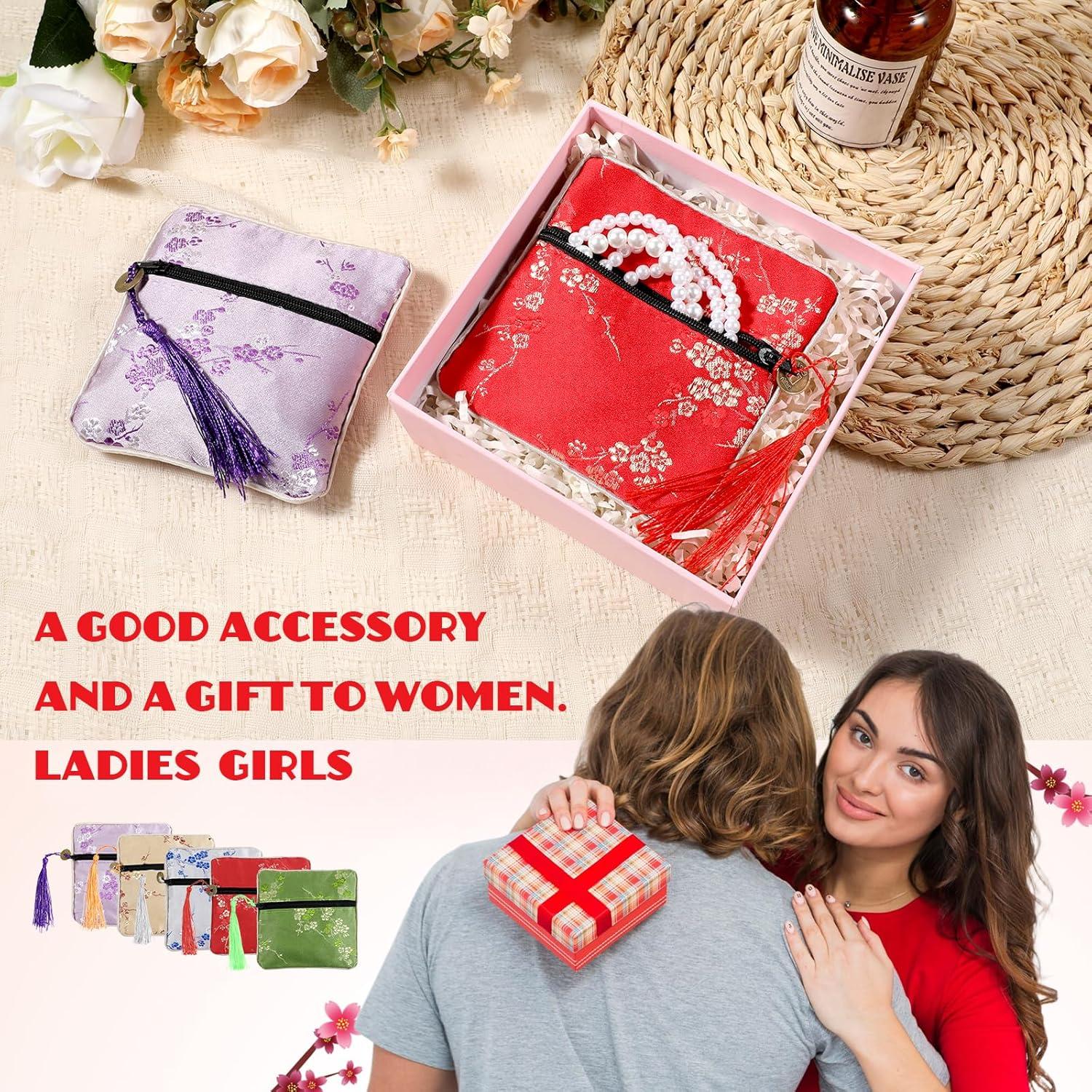 Bolsa de Joyería Qianyu Estilo Chino 10 Piezas Seda Bordada