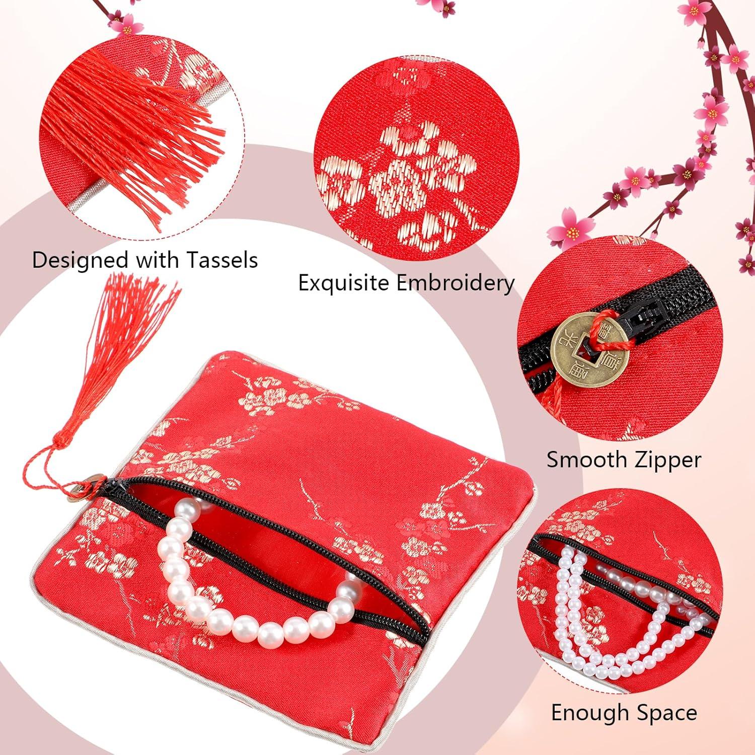 Bolsa de Joyería Qianyu Estilo Chino 10 Piezas Seda Bordada