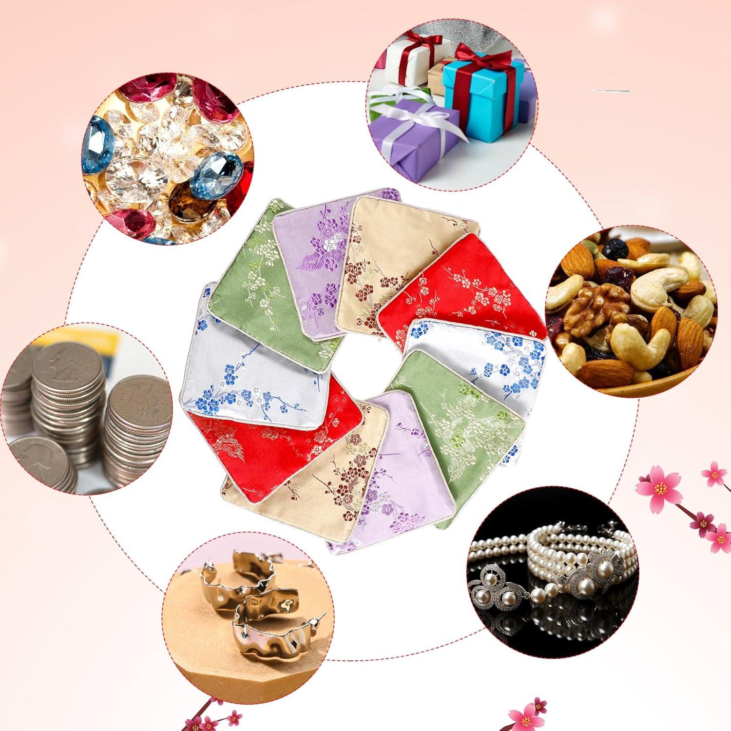 Bolsa de Joyería Qianyu Estilo Chino 10 Piezas Seda Bordada