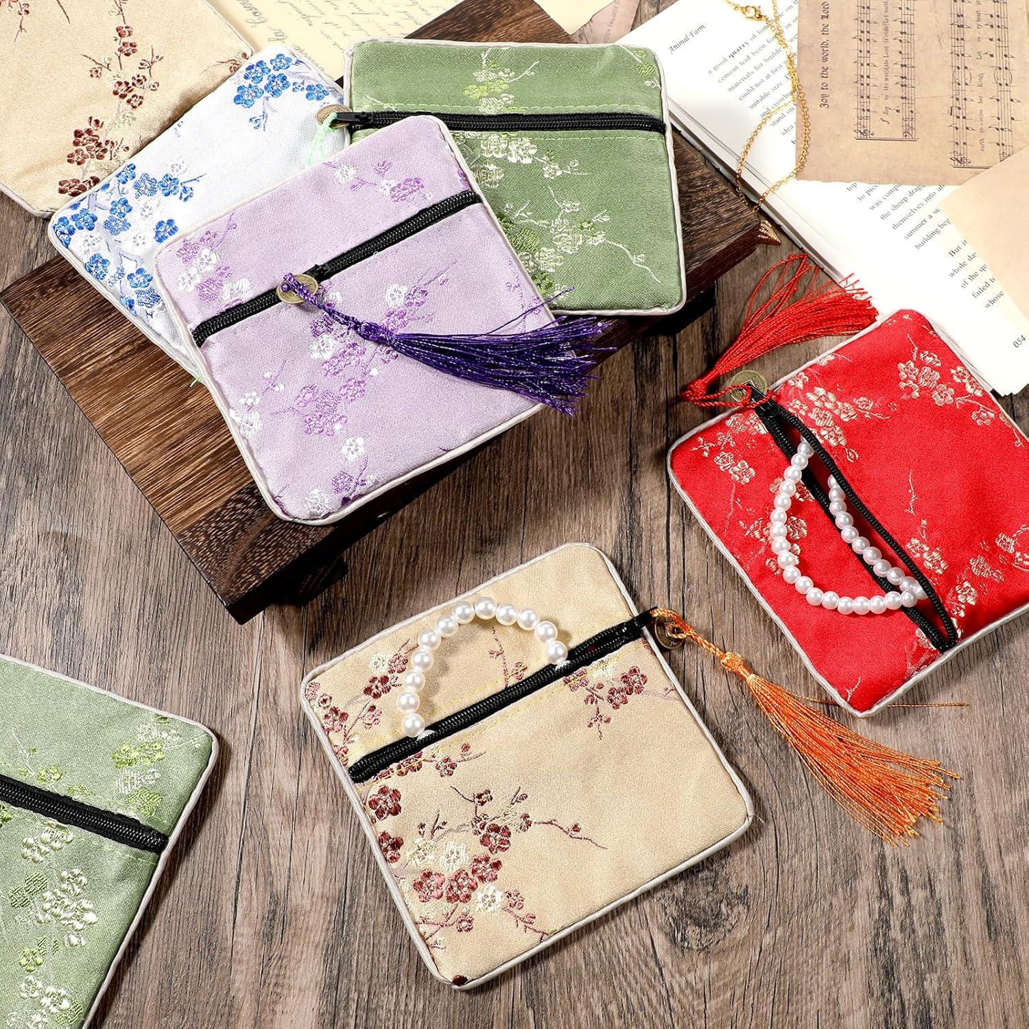 Bolsa de Joyería Qianyu Estilo Chino 10 Piezas Seda Bordada