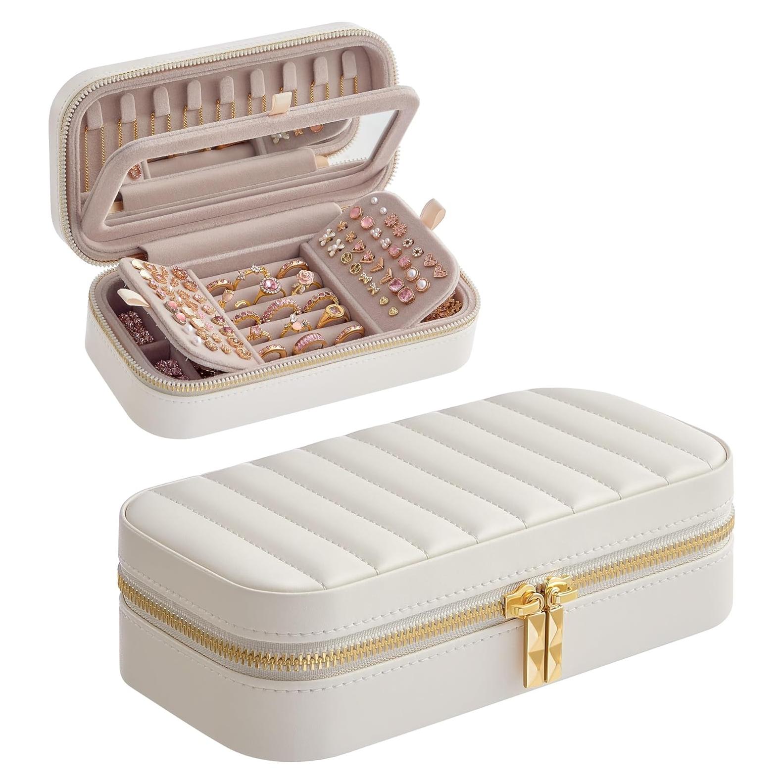 Estuche de Joyería de Viaje SONGMICS HOME Blanco Nube 20.5x6 cm