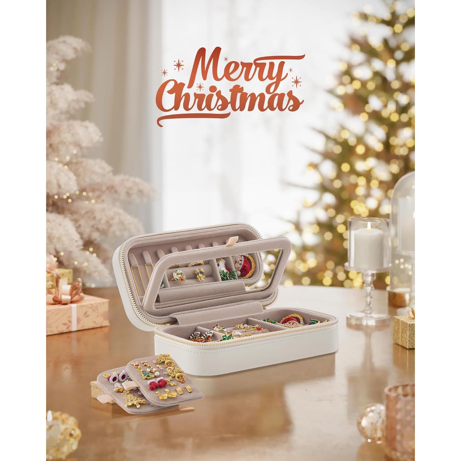 Estuche de Joyería de Viaje SONGMICS HOME Blanco Nube 20.5x6 cm