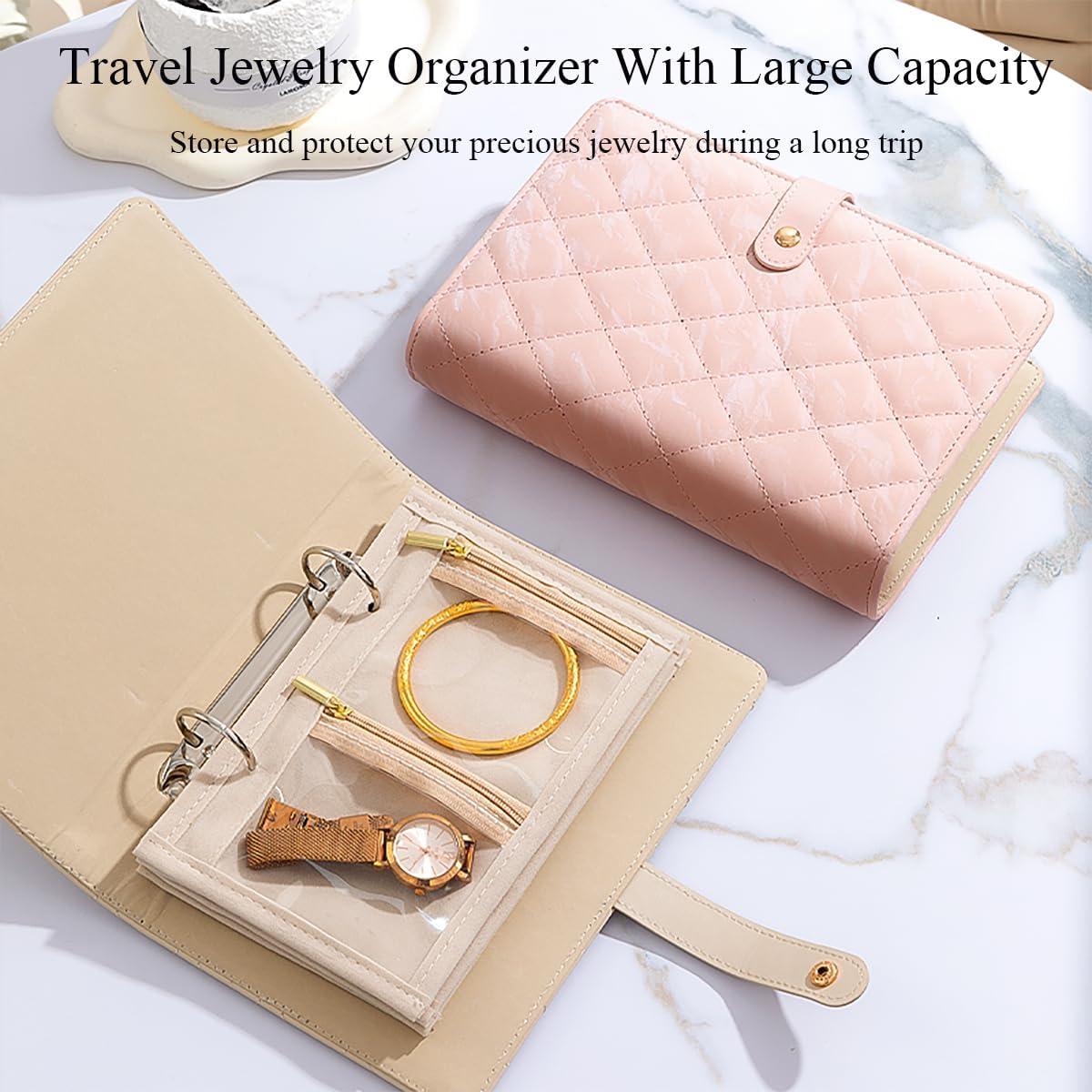 Organizador de Joyería de Viaje QUEXIAOKANG Rosa 14.2x4.3x13.5 cm