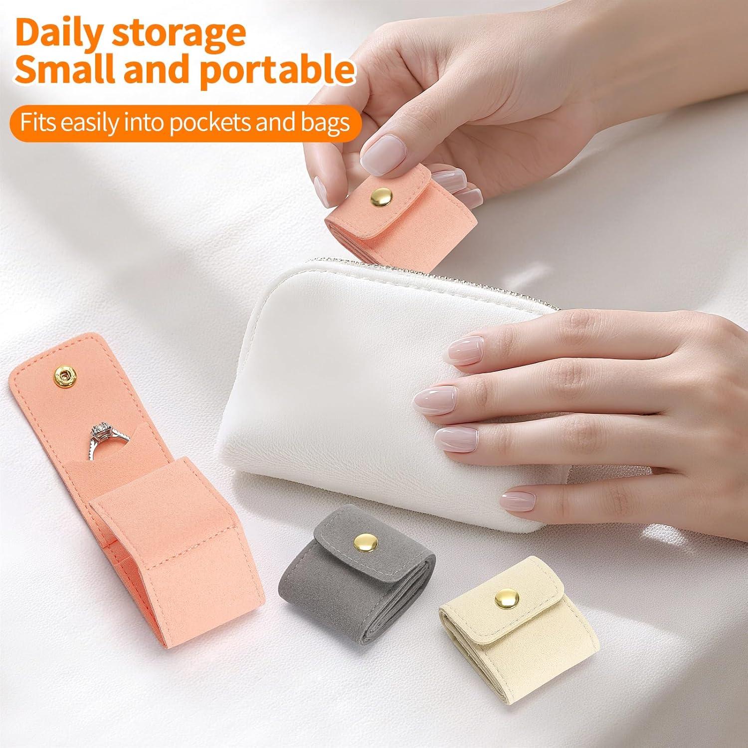 Organizador de Joyería de Viaje KUKUVR Rosa Plegable 4 Compartimentos