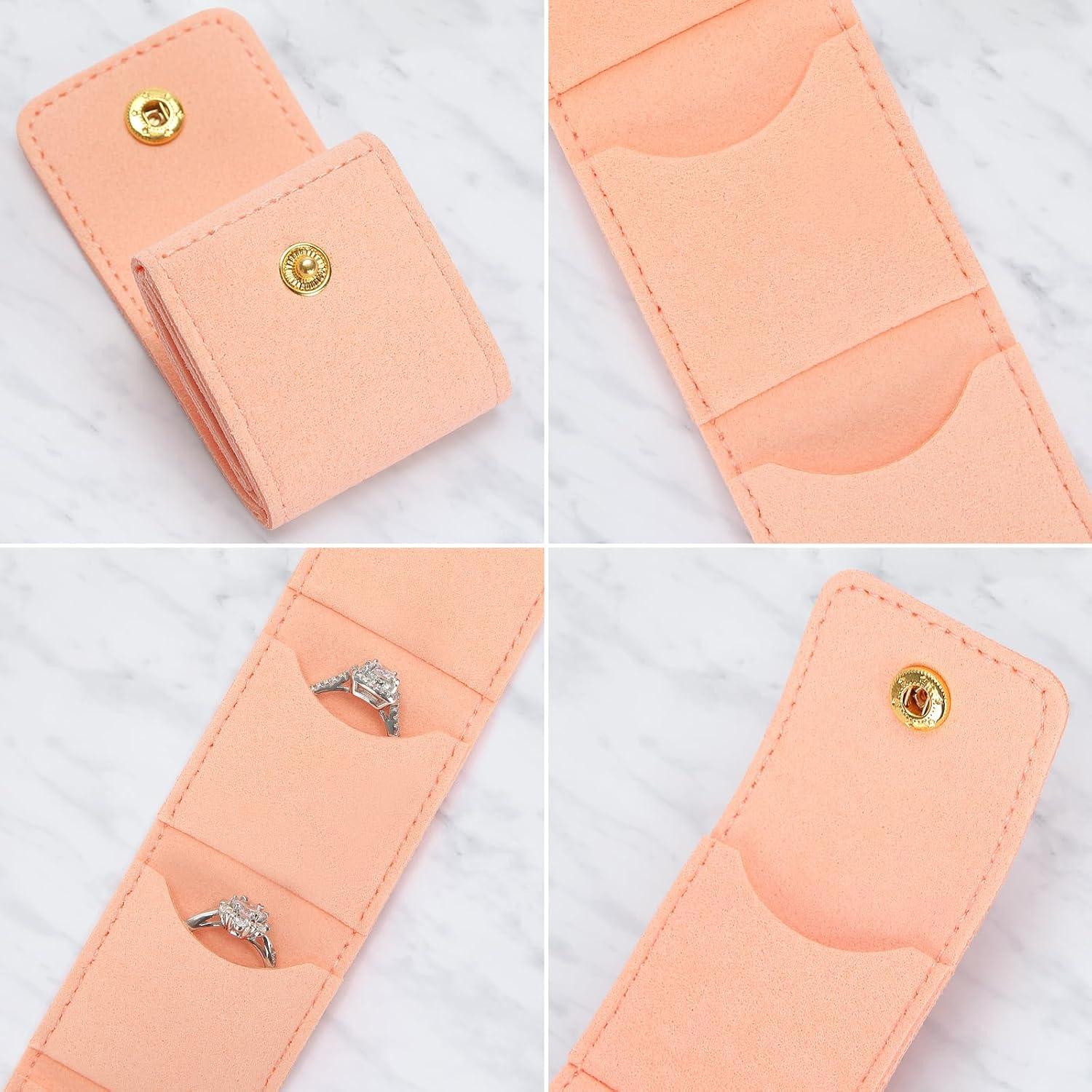 Organizador de Joyería de Viaje KUKUVR Rosa Plegable 4 Compartimentos