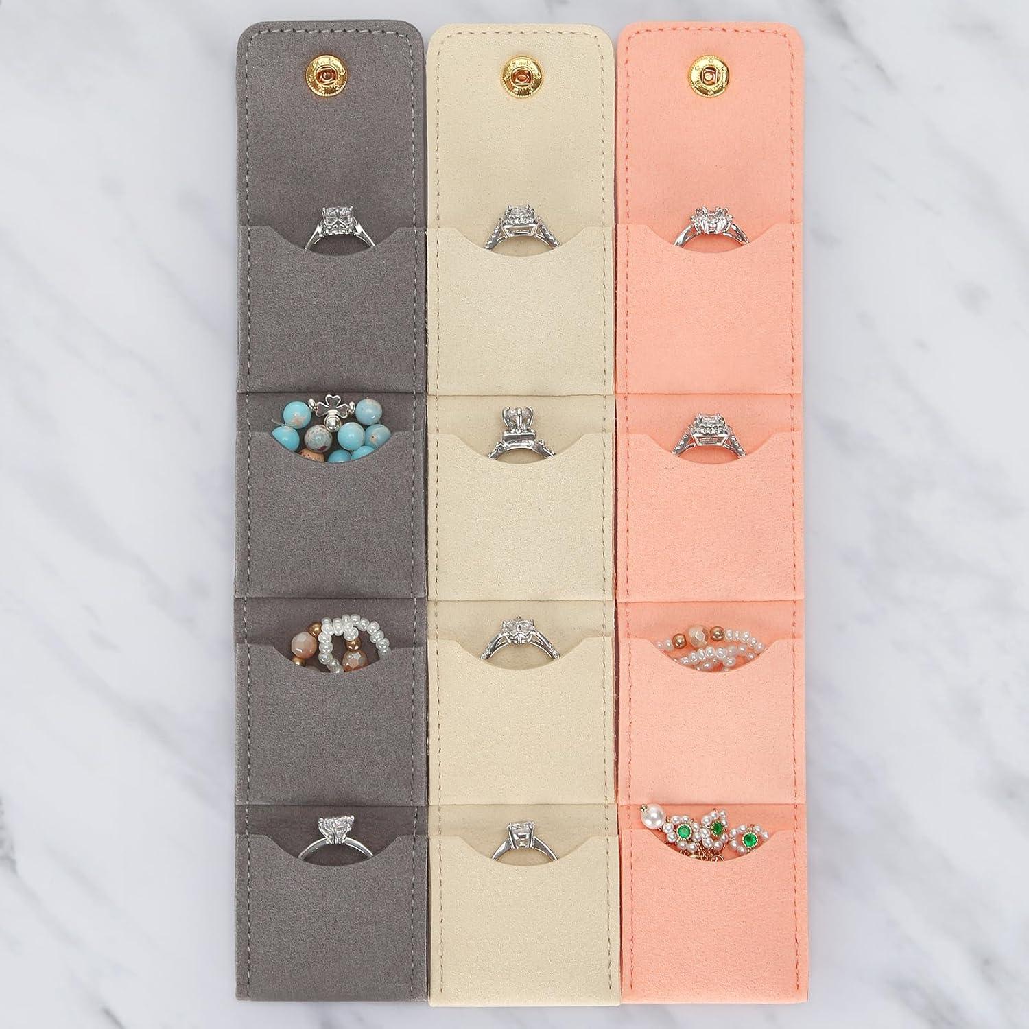 Organizador de Joyería de Viaje KUKUVR Rosa Plegable 4 Compartimentos