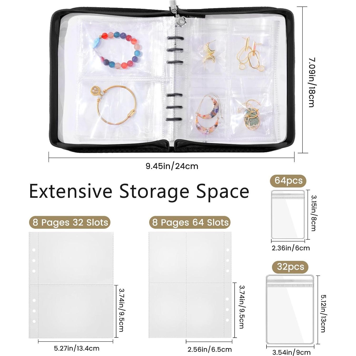 Organizador de Joyería de Viaje Emibele Negro 96 Compartimentos