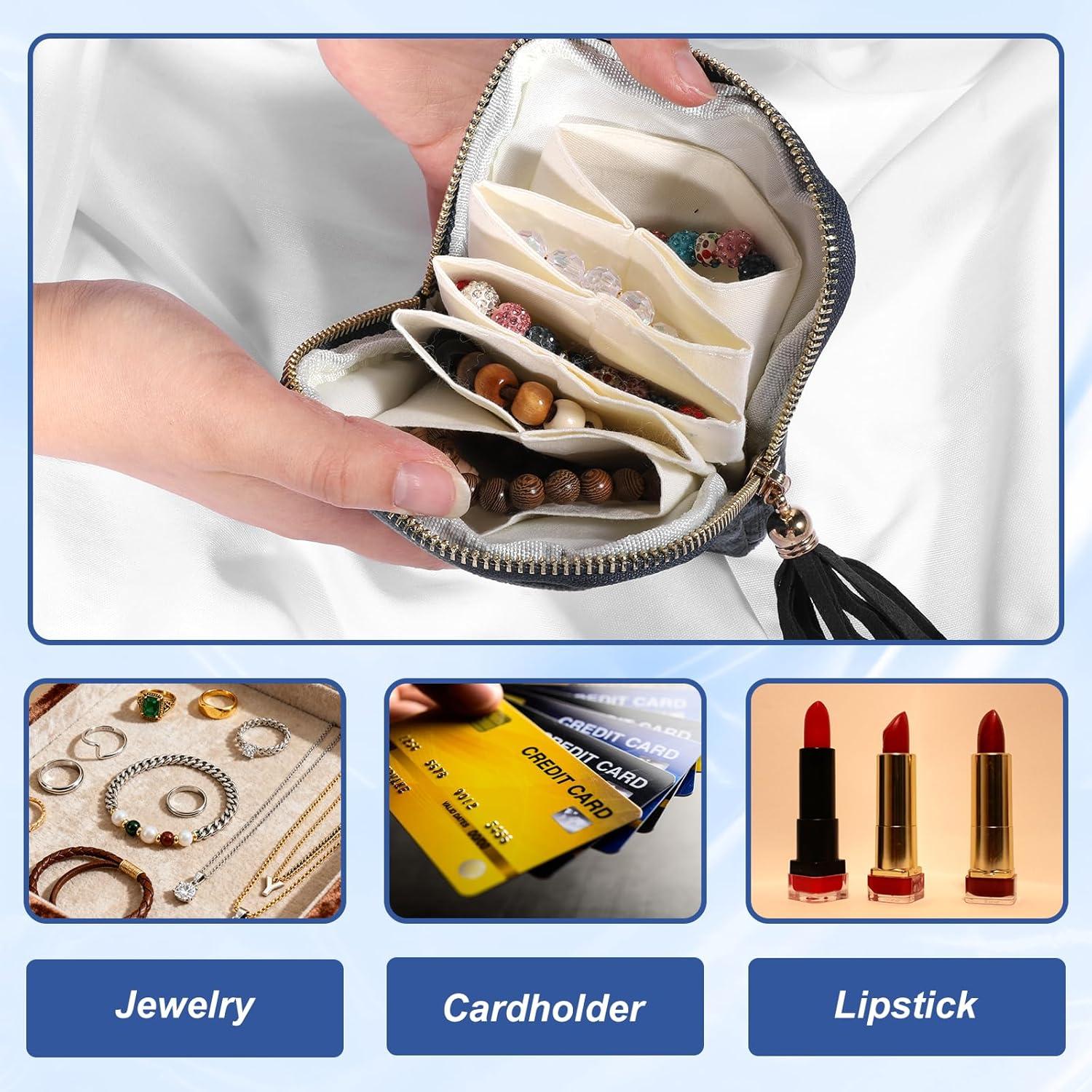 Estuche de Joyería de Viaje Qulkws Azul Terciopelo 13x11.4cm