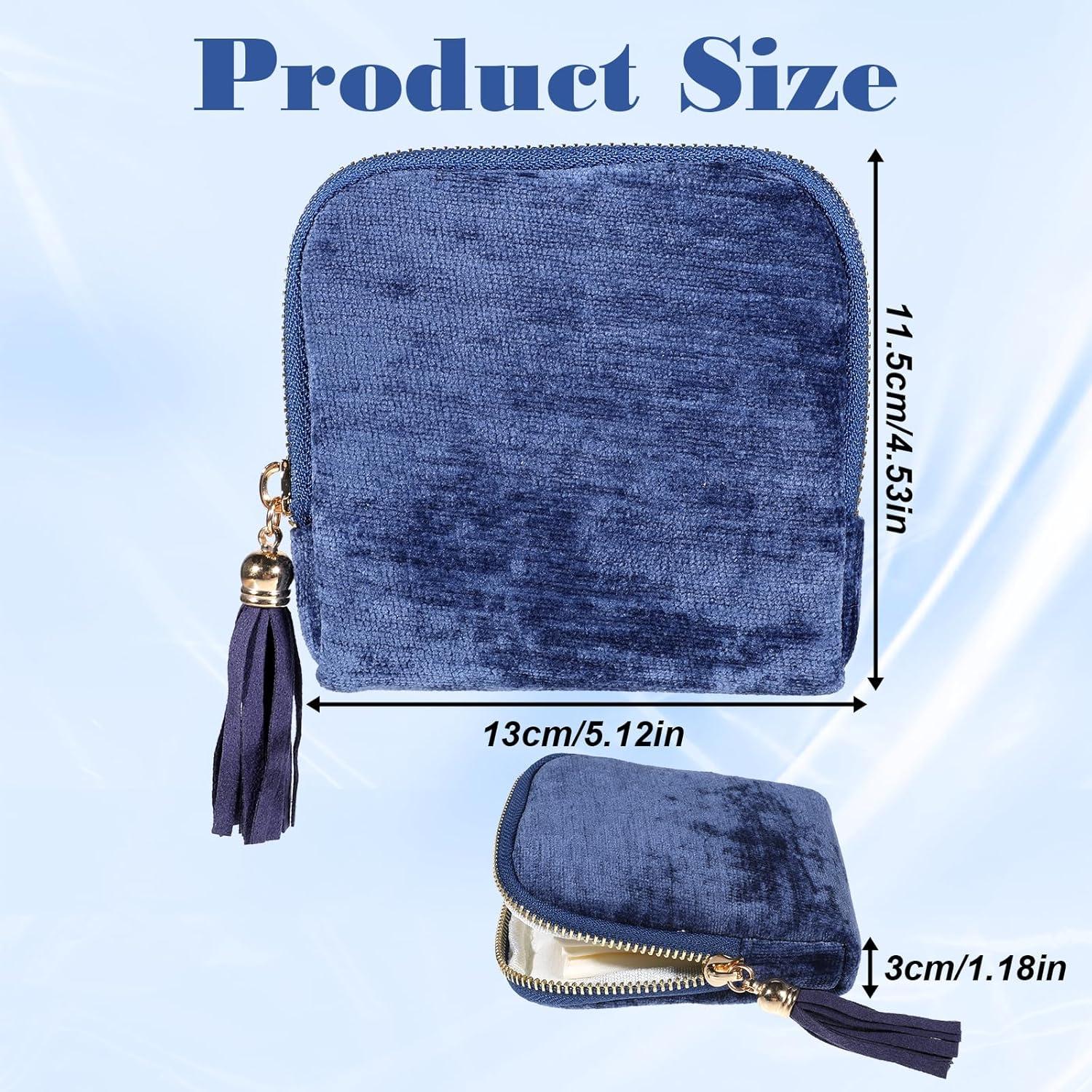 Estuche de Joyería de Viaje Qulkws Azul Terciopelo 13x11.4cm