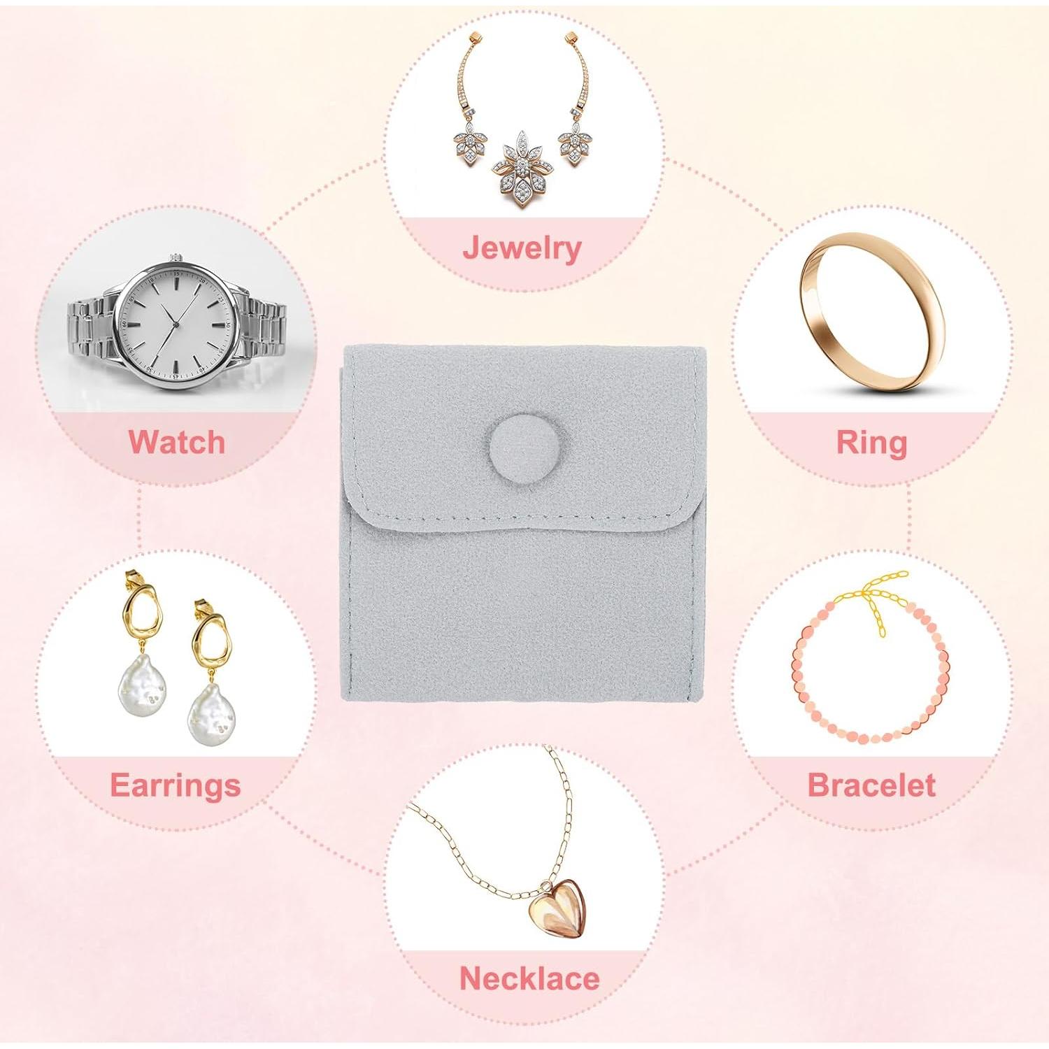 Bolsa de Joyería PATIKIL 7.62x7.62 cm, 2 Piezas Terciopelo