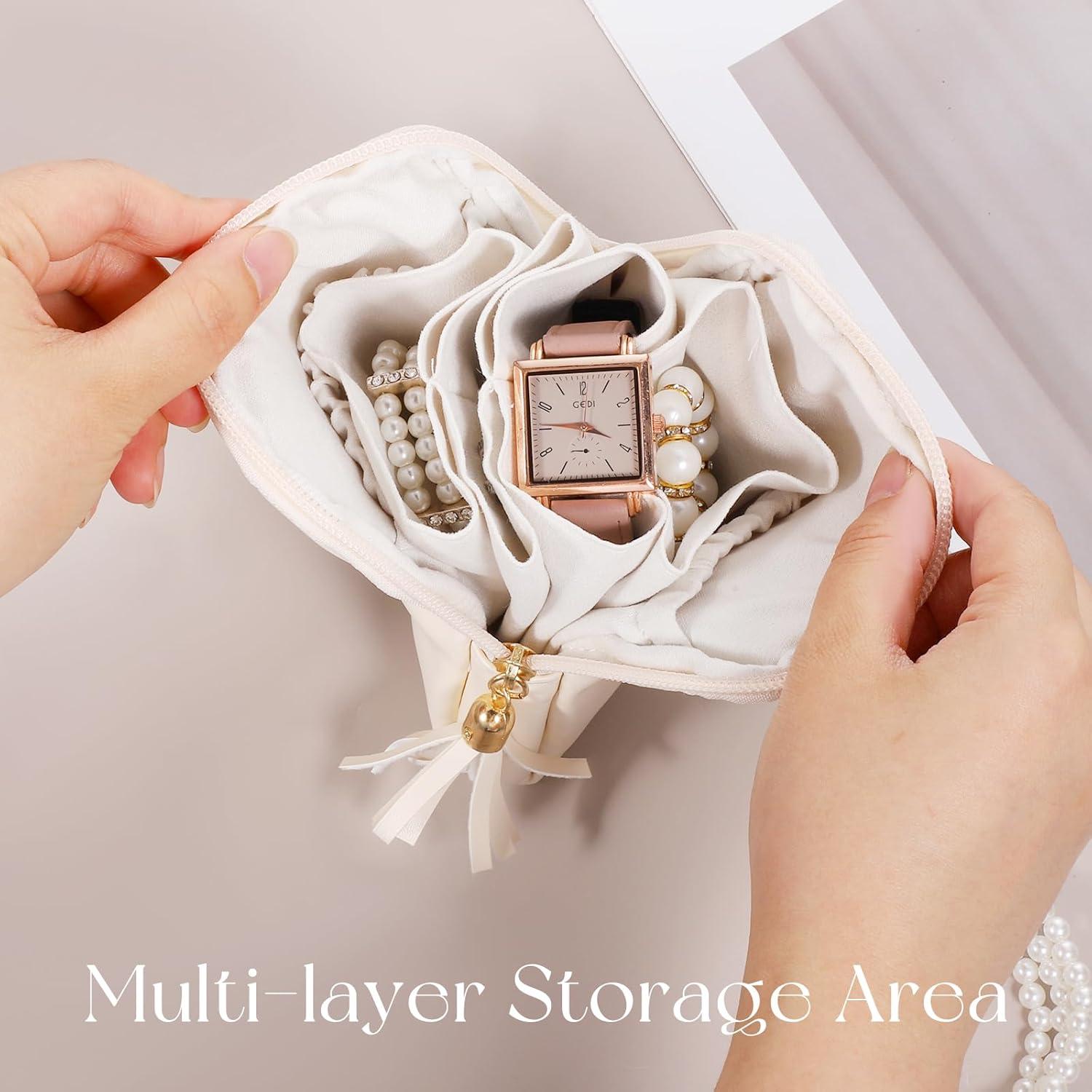 Estuche de Joyería Tucnoeu Beige Mini Organizador de Viaje