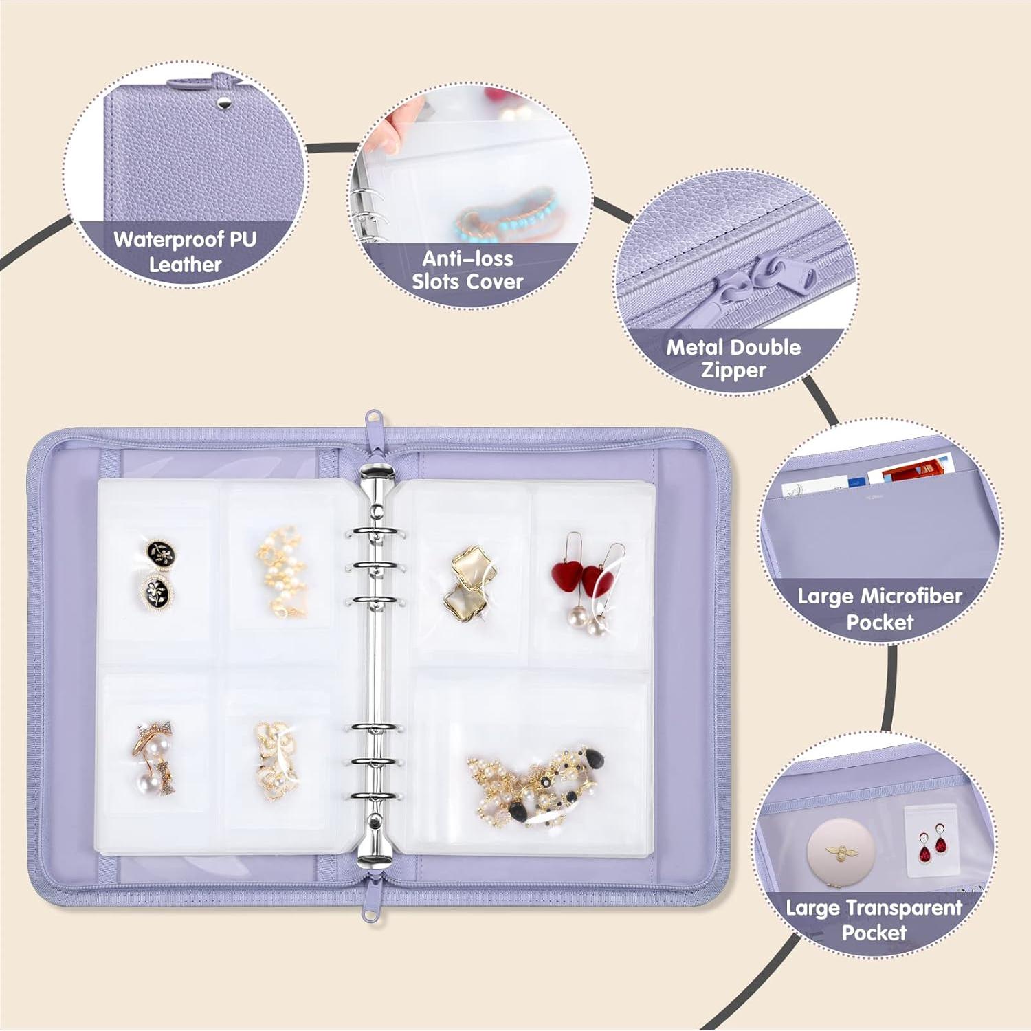 Estuche Organizador de Joyas SKYREH Púrpura Lila 48 Rejillas
