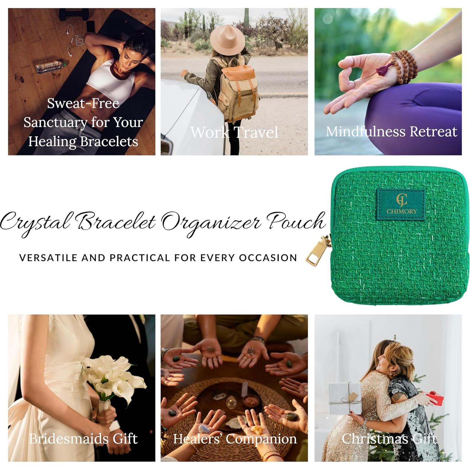 Estuche de Joyería de Viaje CHIMORY Verde Tweed 11.94x11.94 cm