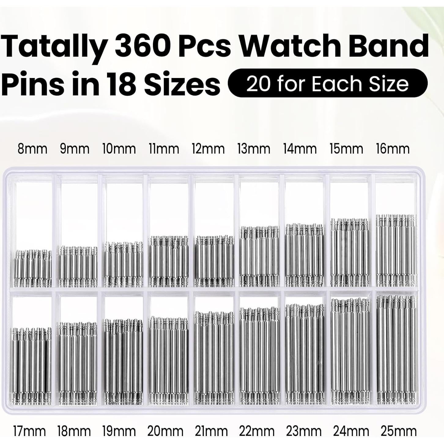 Kit de Reemplazo de Pasadores de Reloj AIQINHU 360 Pcs 8-25 mm
