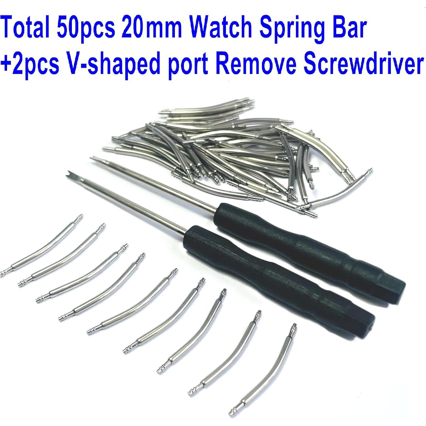 Kit de Pasadores Curvados para Reloj 20mm Acero Inoxidable 50pcs