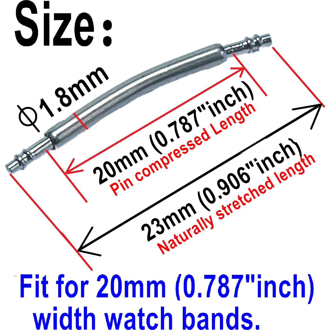 Kit de Pasadores Curvados para Reloj 20mm Acero Inoxidable 50pcs
