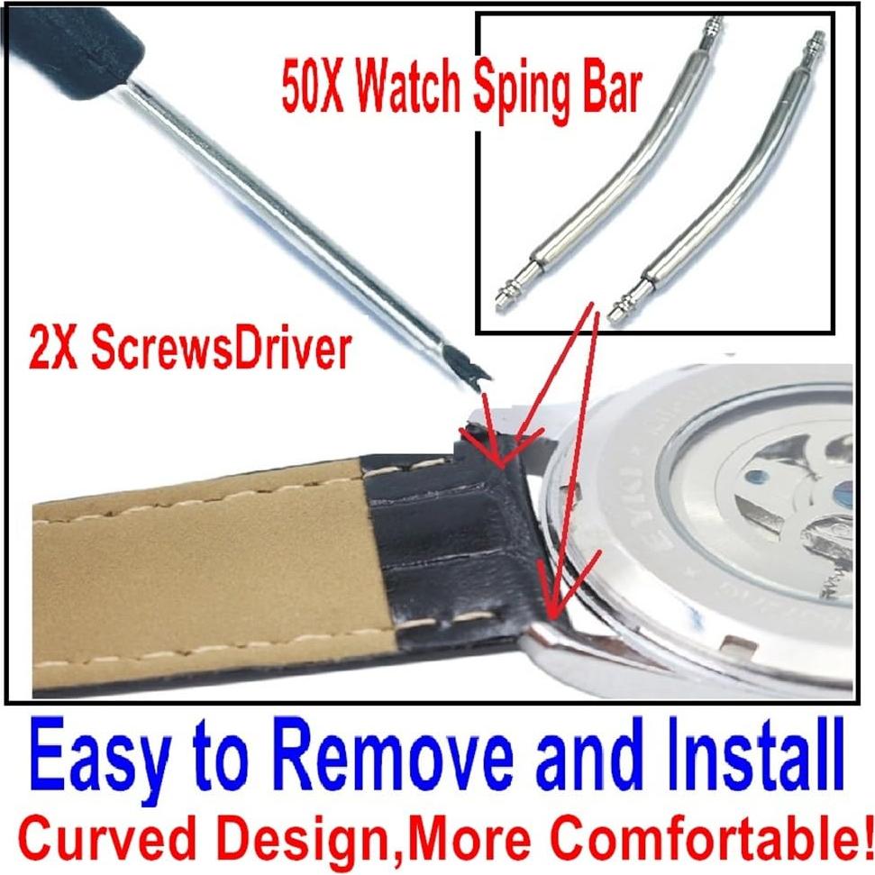 Kit de Pasadores Curvados para Reloj 20mm Acero Inoxidable 50pcs
