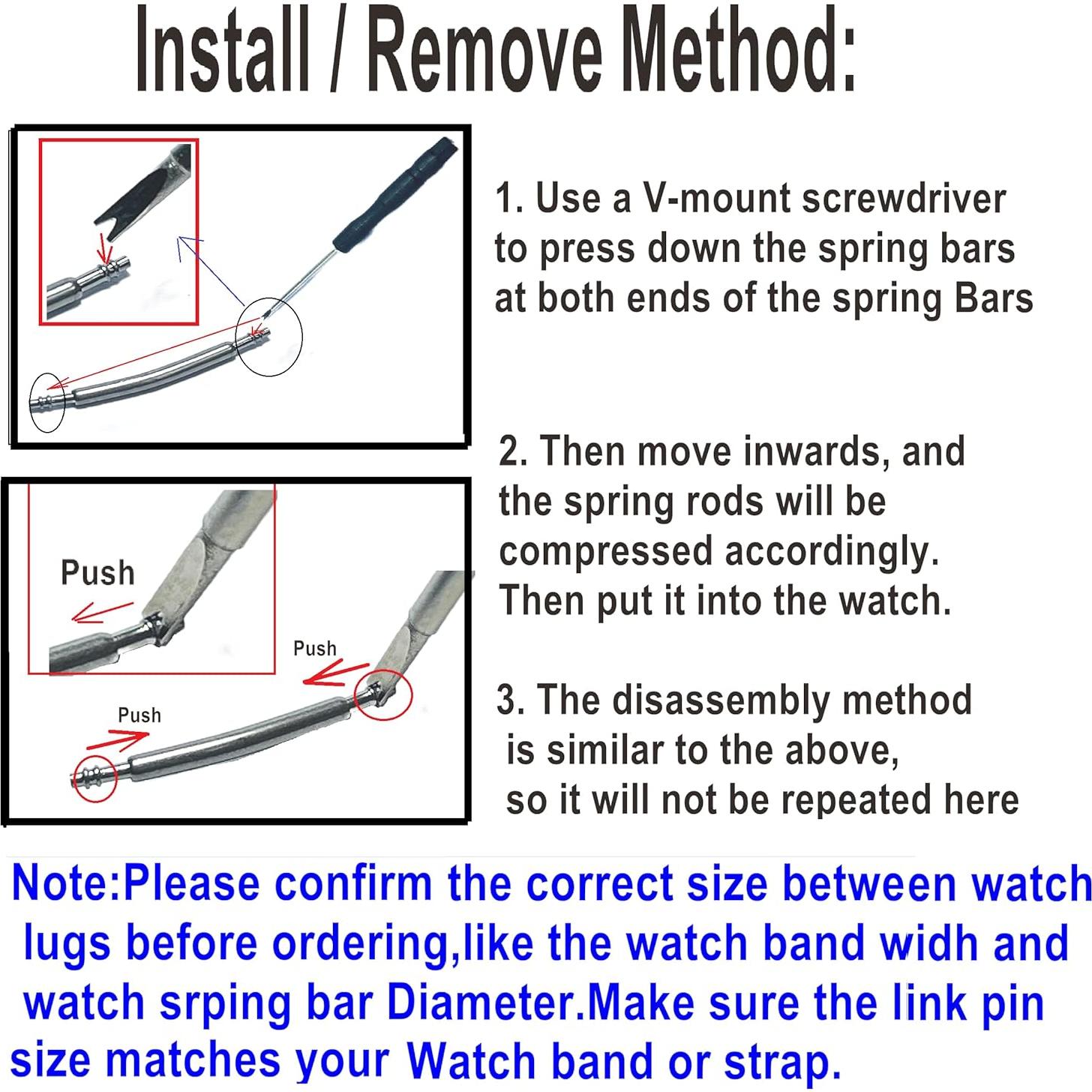Kit de Pasadores de Correa de Reloj 50pcs Acero Inoxidable 18mm
