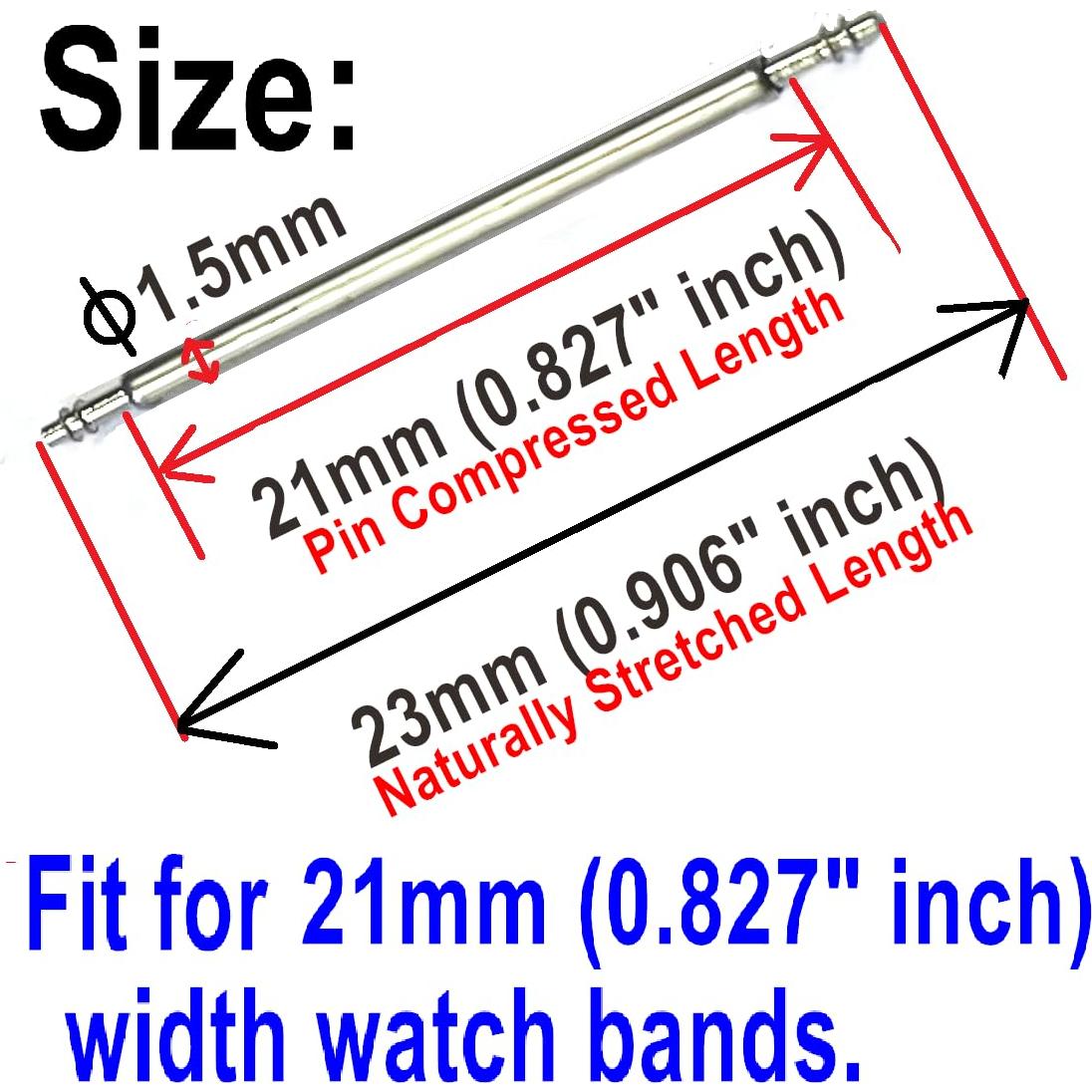 Kit de Pasadores de Correa de Reloj 50pcs Acero Inoxidable 21mm