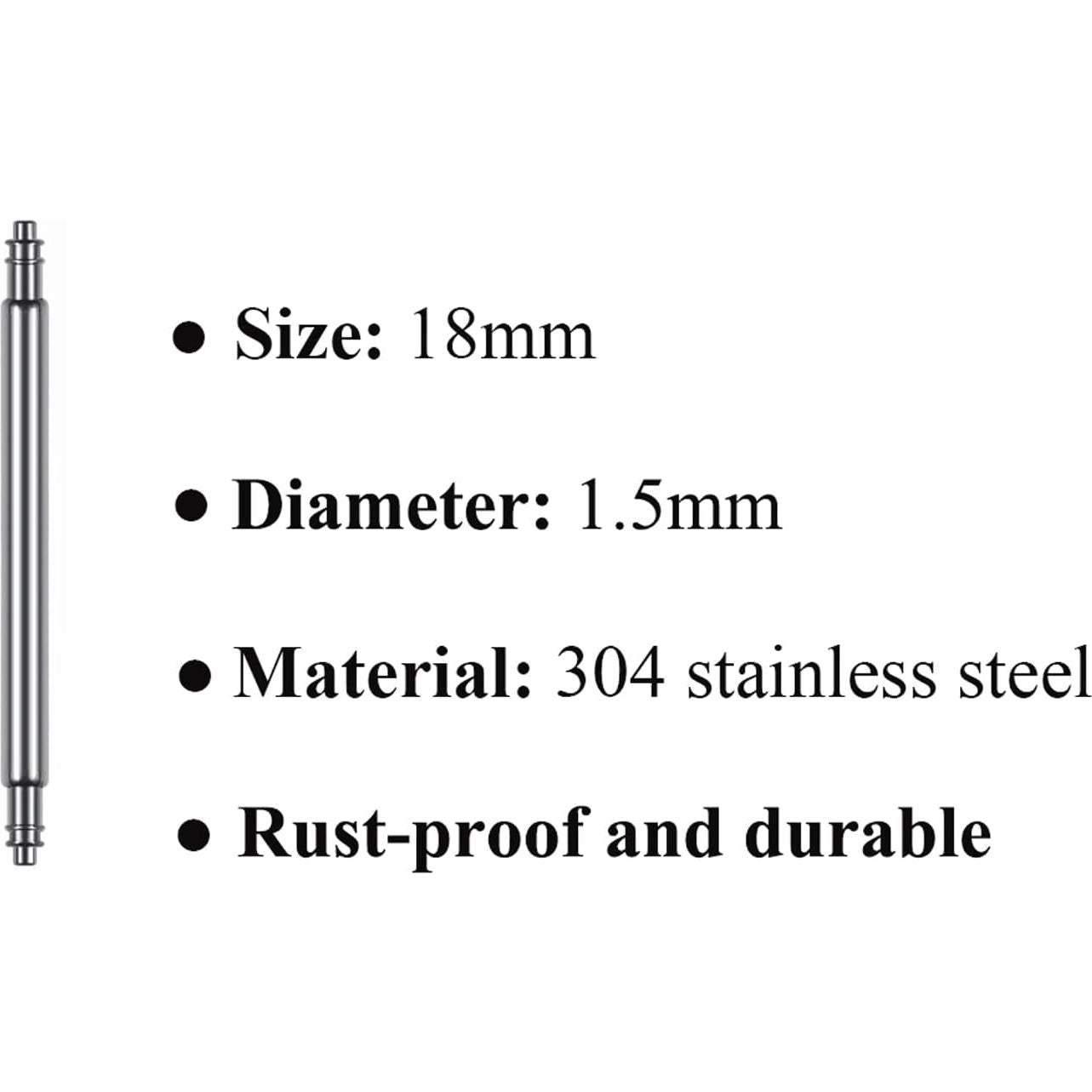 Kit de Pasadores de Correa de Reloj LYECUN 18mm Acero Inoxidable