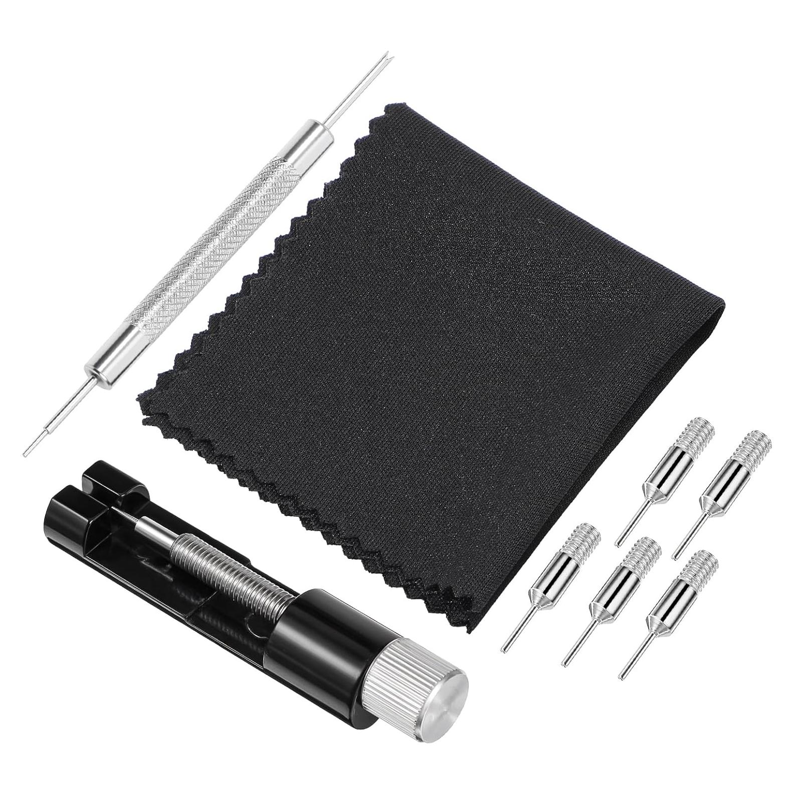 Watch Link Removal Kit & Watch Repair Kit with Watches Back Remover Tool, 10pcs Metal Strap Disassembly Tools, Carbon Steel & Stainless Steel, Black