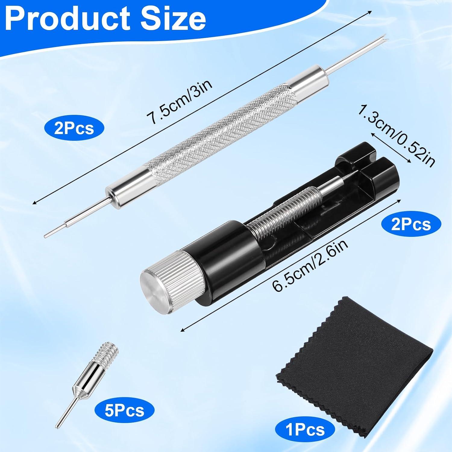 Watch Link Removal Kit & Watch Repair Kit with Watches Back Remover Tool, 10pcs Metal Strap Disassembly Tools, Carbon Steel & Stainless Steel, Black