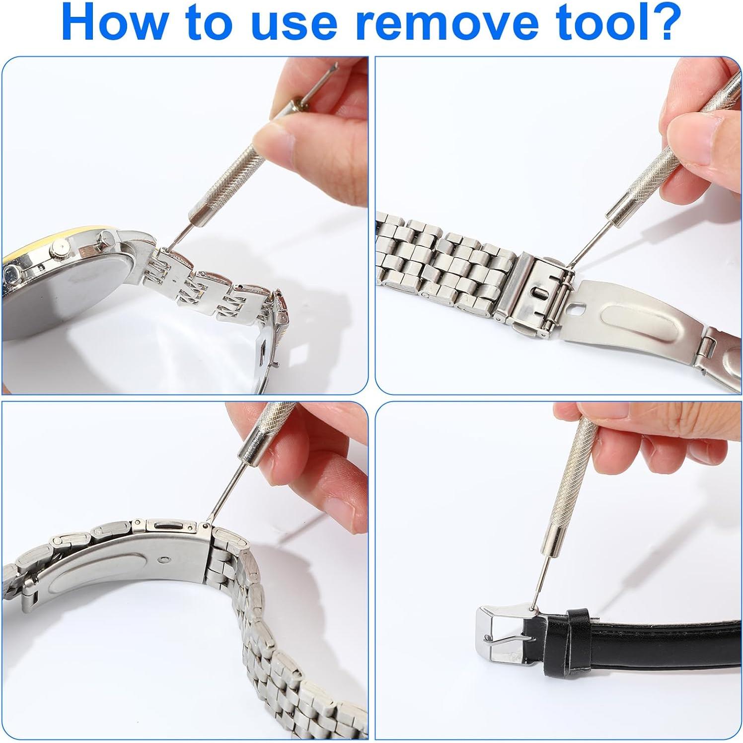 Watch Link Removal Kit & Watch Repair Kit with Watches Back Remover Tool, 10pcs Metal Strap Disassembly Tools, Carbon Steel & Stainless Steel, Black