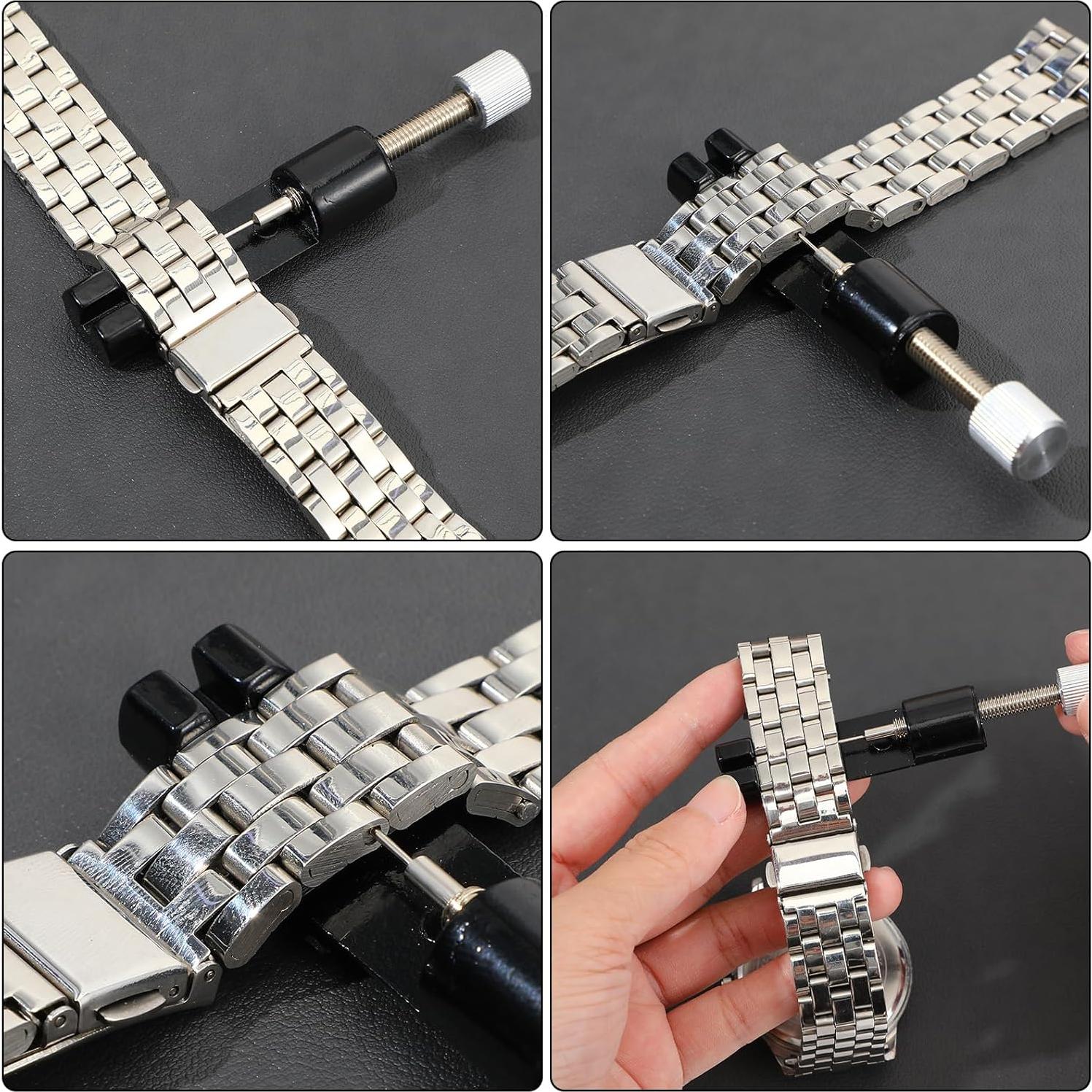 Watch Link Removal Kit & Watch Repair Kit with Watches Back Remover Tool, 10pcs Metal Strap Disassembly Tools, Carbon Steel & Stainless Steel, Black