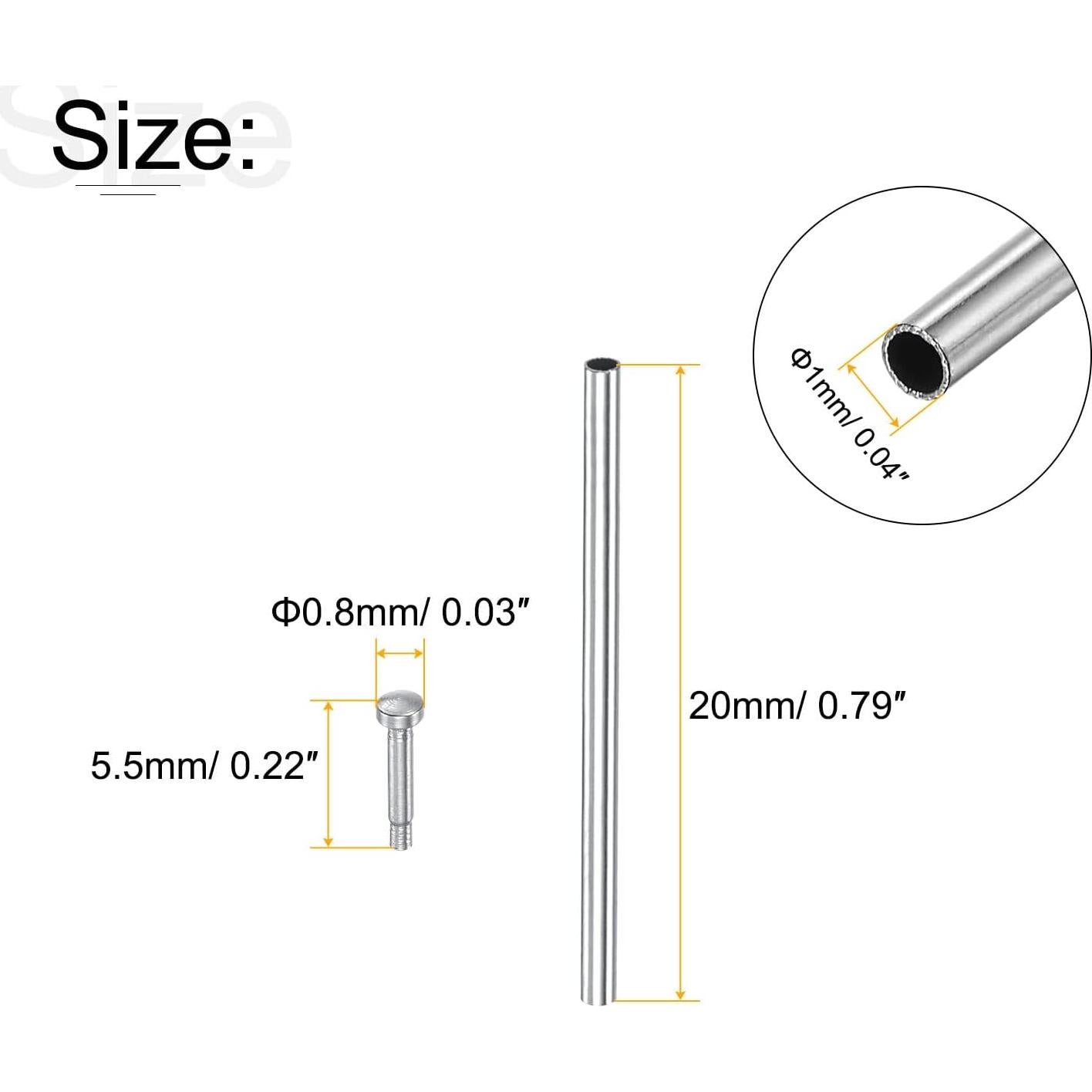 Pasadores de Fricción uxcell 20mm Acero Inoxidable para Reloj