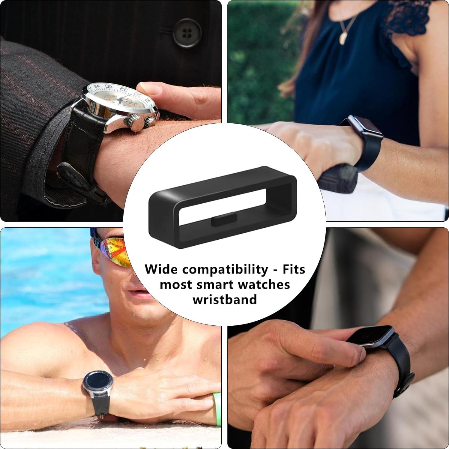 6 Sujetadores de Correa de Reloj Vnsuyo 16-26mm Silicona Negra