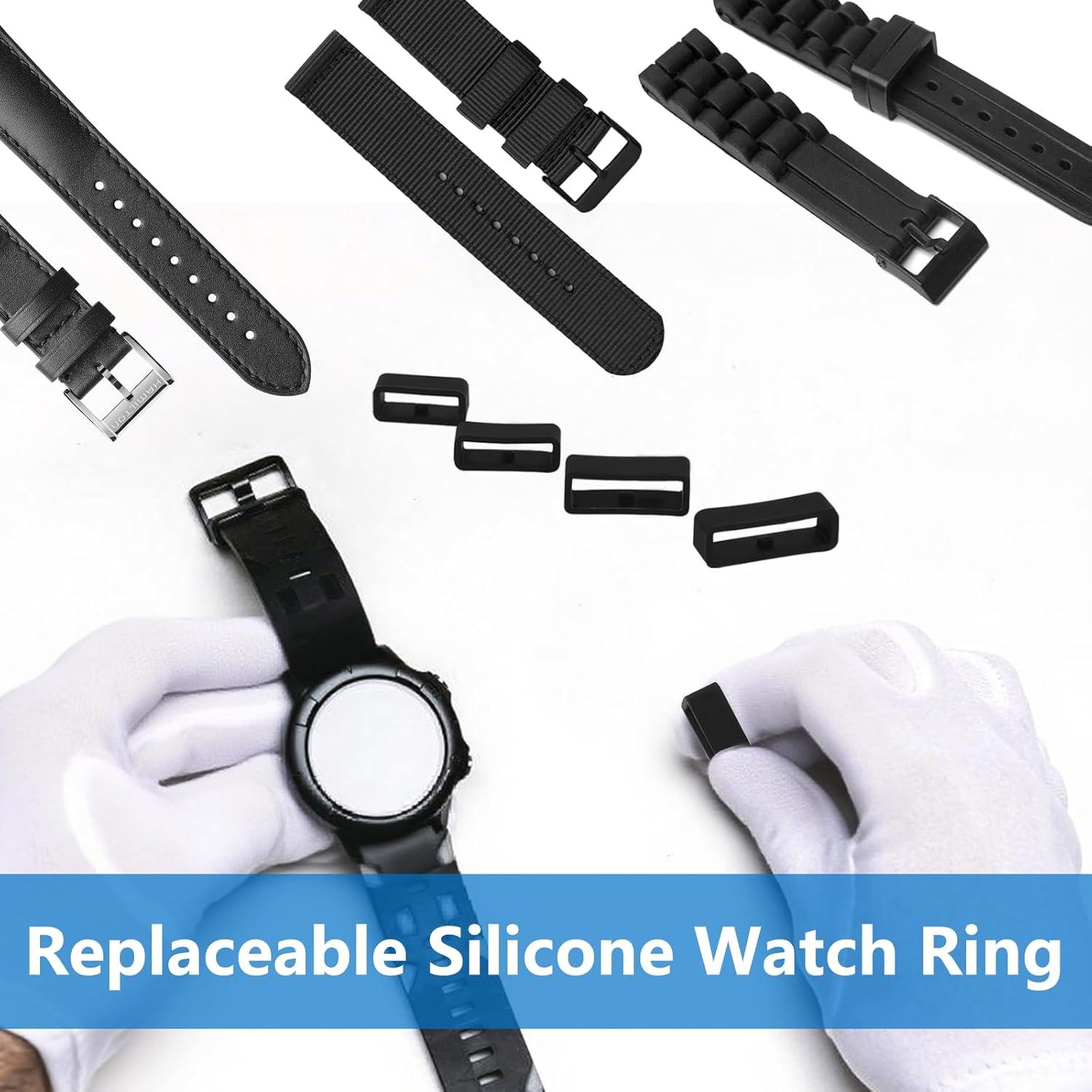 6 Sujetadores de Correa de Reloj Vnsuyo 16-26mm Silicona Negra