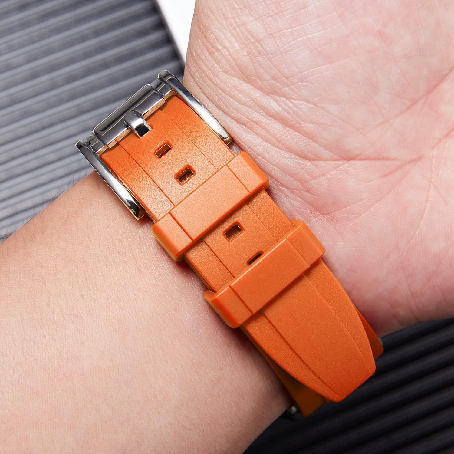 Correa de Reloj Silicona BINLUN 22mm Naranja Impermeable