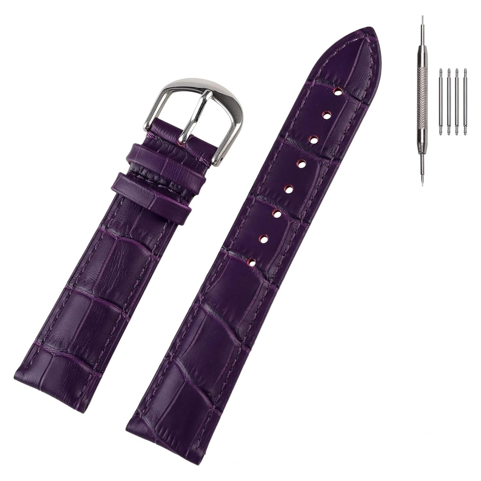 Correa de Reloj de Cuero EACHE Diseño Croco 12mm Púrpura