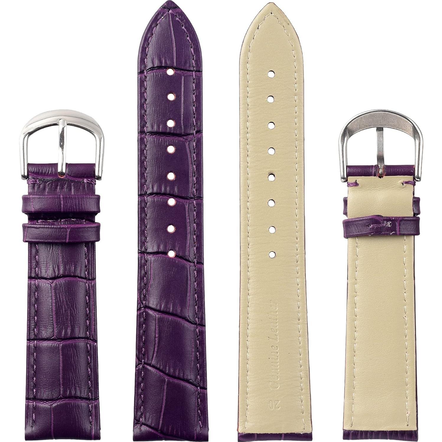 Correa de Reloj de Cuero EACHE Diseño Croco 12mm Púrpura