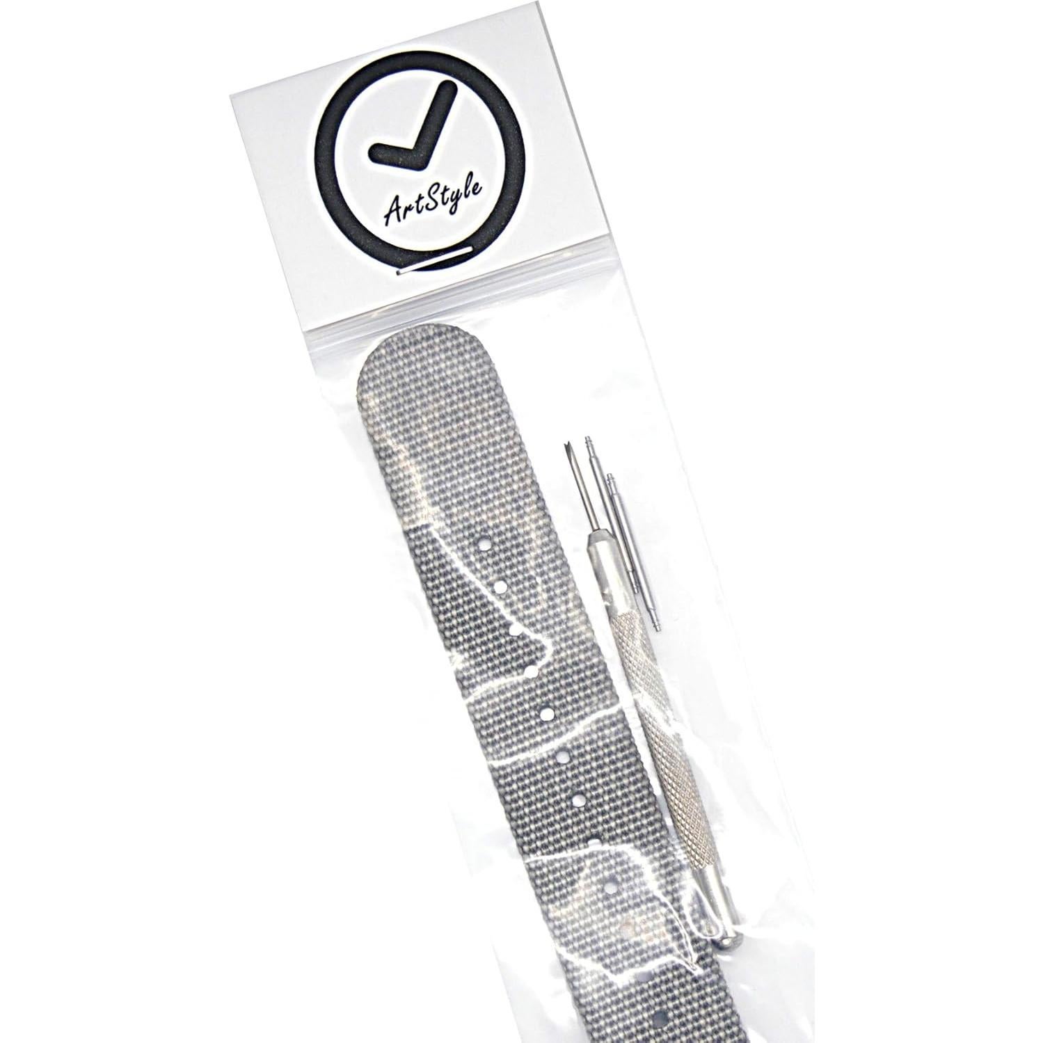 Correa de Reloj ArtStyle Nylon 20mm Gris Acero Inoxidable