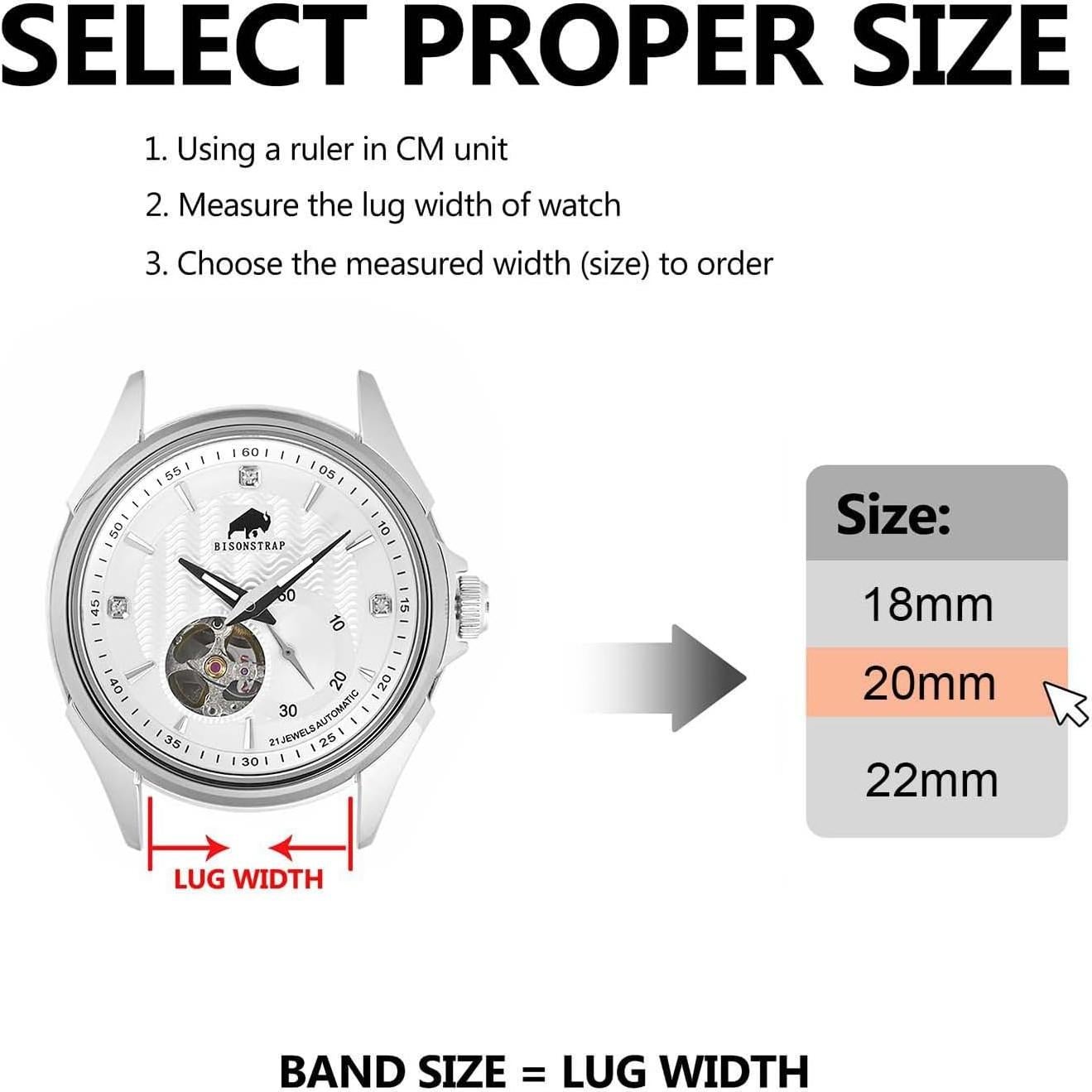 Correa de Reloj Nylon BISONSTRAP 18mm 20mm 22mm Militar