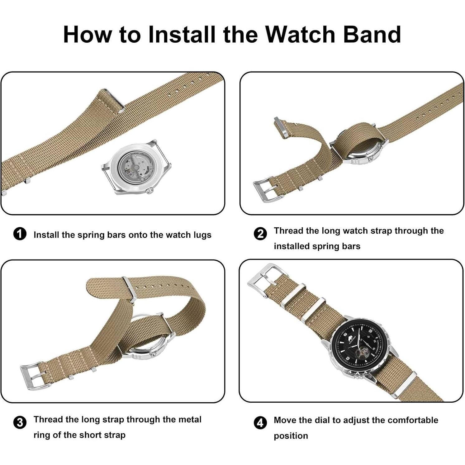 Correa de Reloj Nylon BISONSTRAP 18mm 20mm 22mm Militar