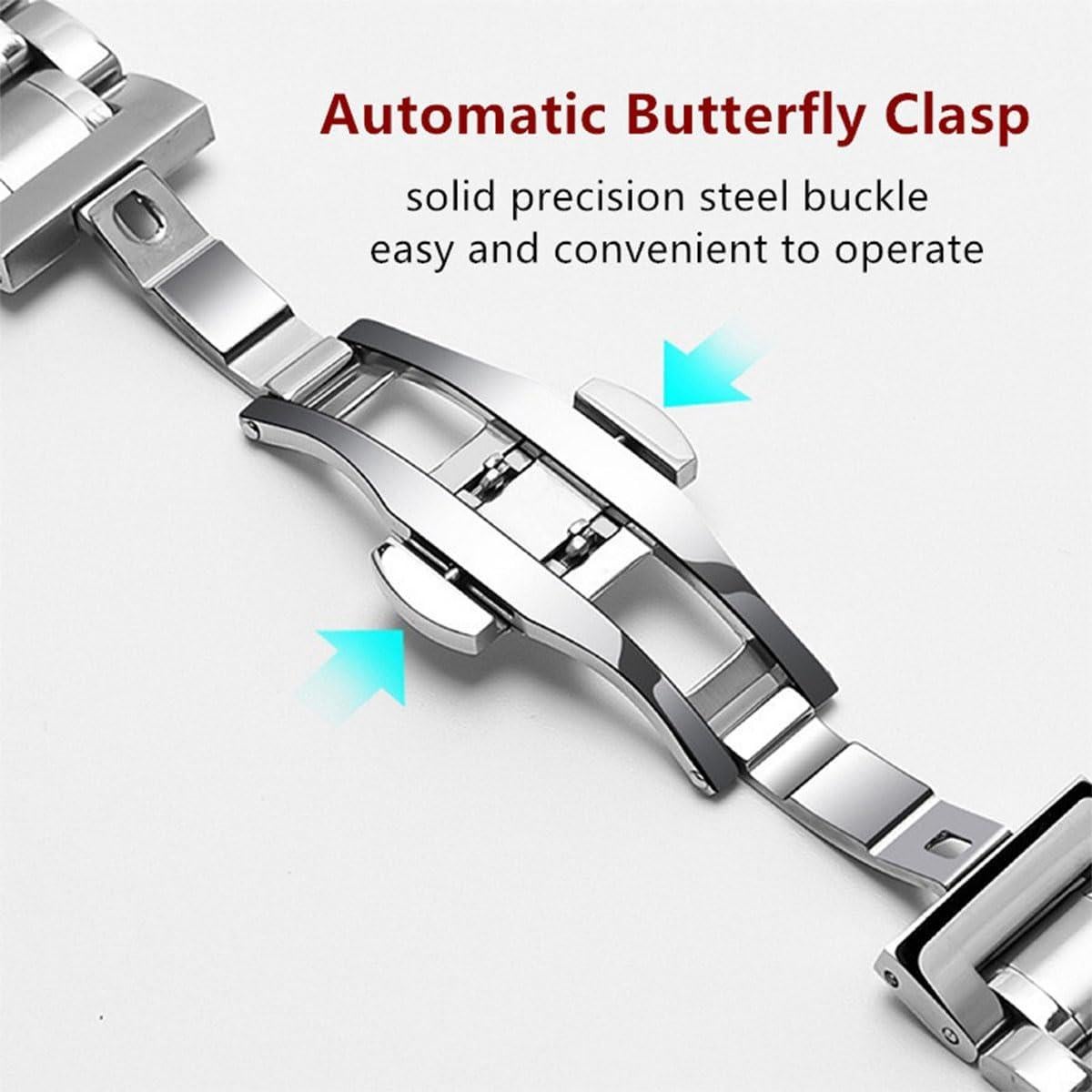 Correa de Reloj de Acero Inoxidable NIRUIXI 24mm Oro Plata