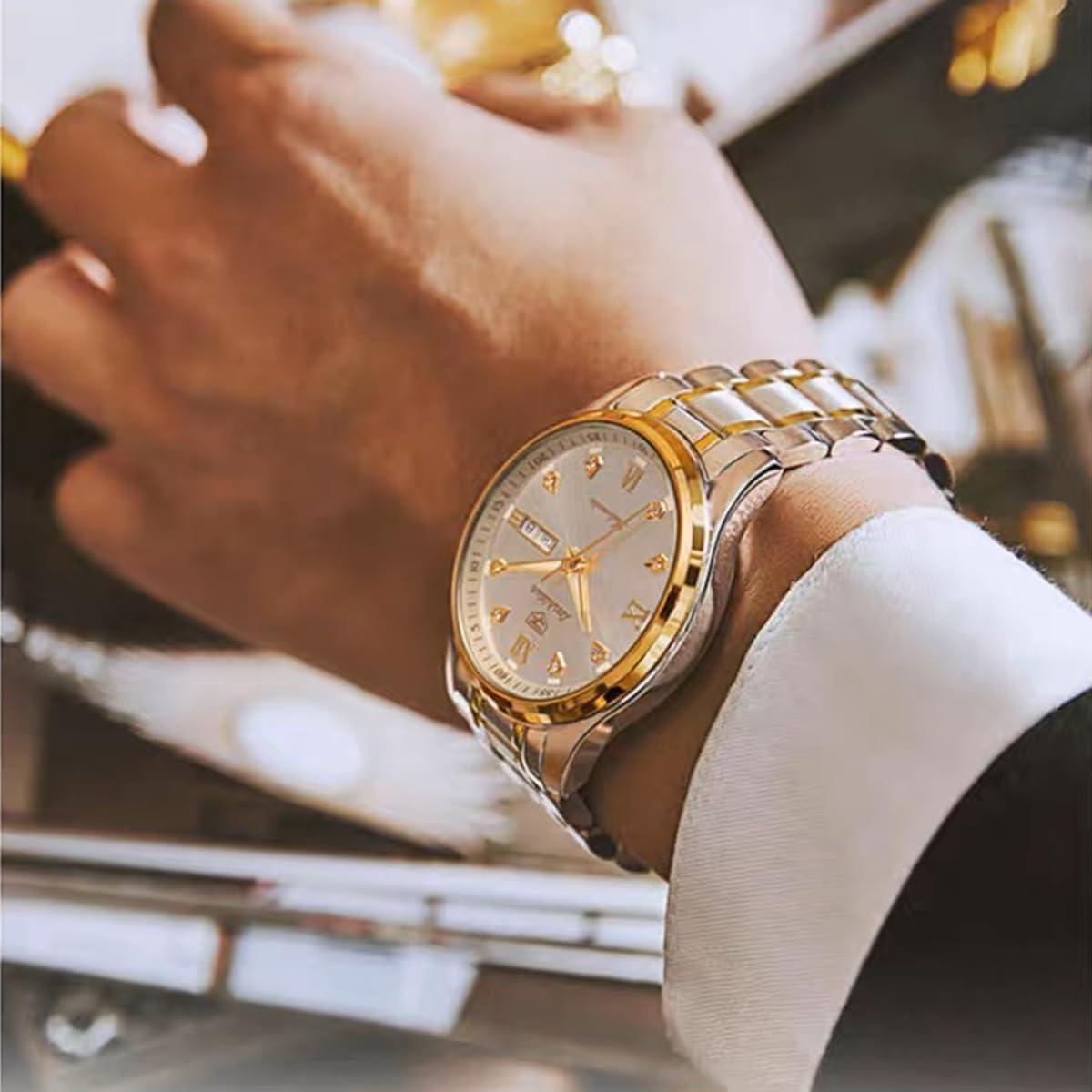 Correa de Reloj de Acero Inoxidable NIRUIXI 24mm Oro Plata