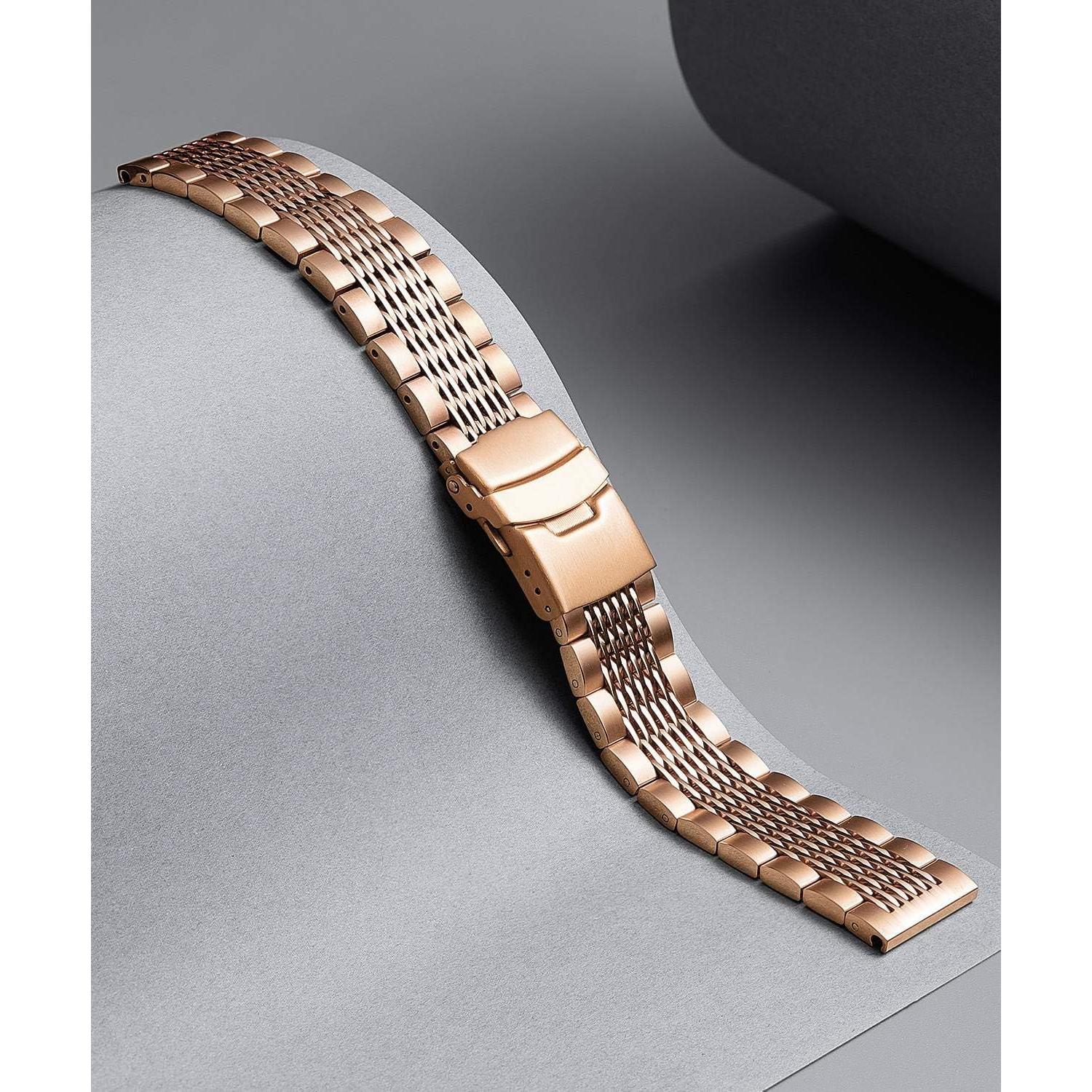 Correa de Reloj de Acero Inoxidable BINLUN 21mm Oro Rosado