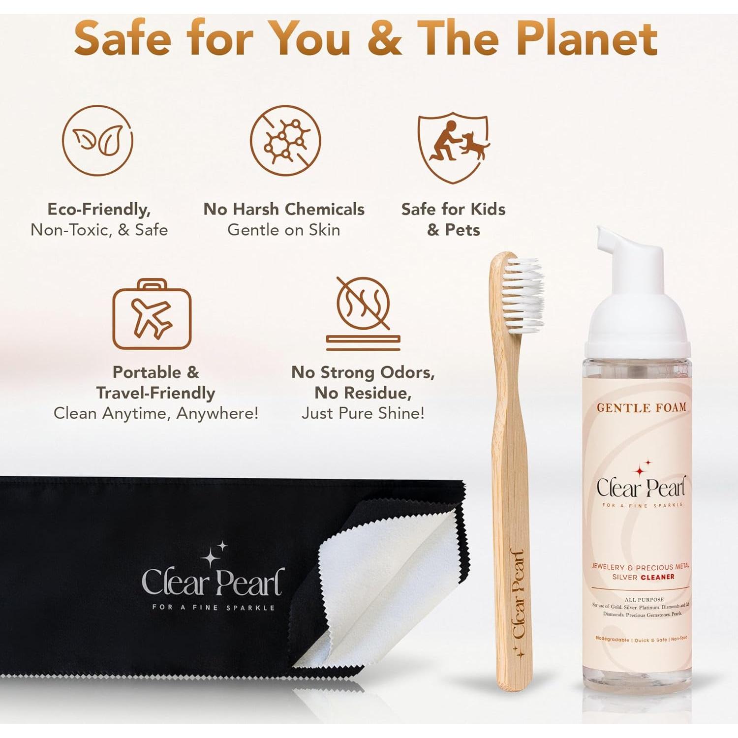 Kit de Limpieza de Joyería Clear Pearl - Ecológico 80ml